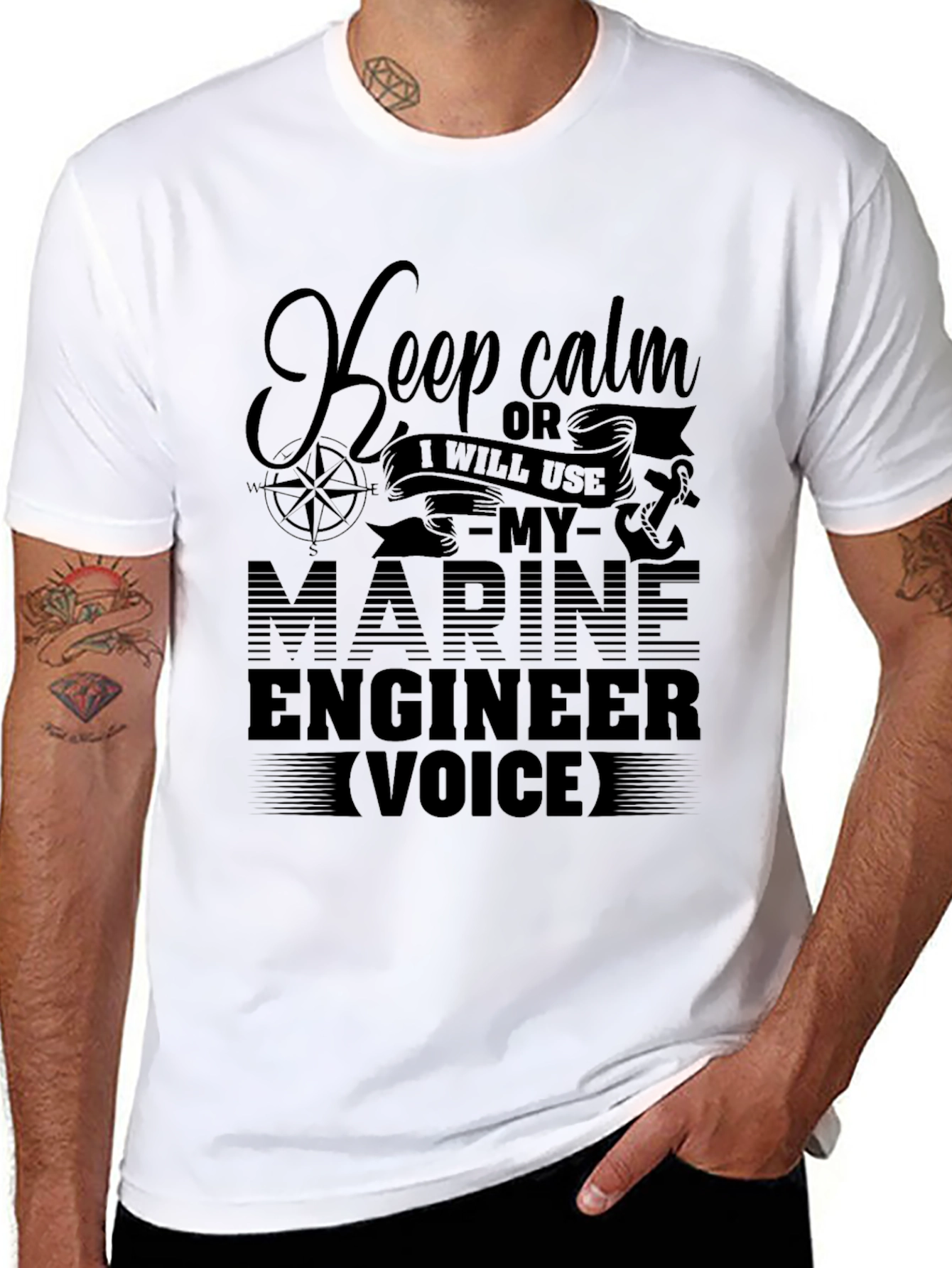 Black Keep Calm Marine Engineer T-Shirt view 8