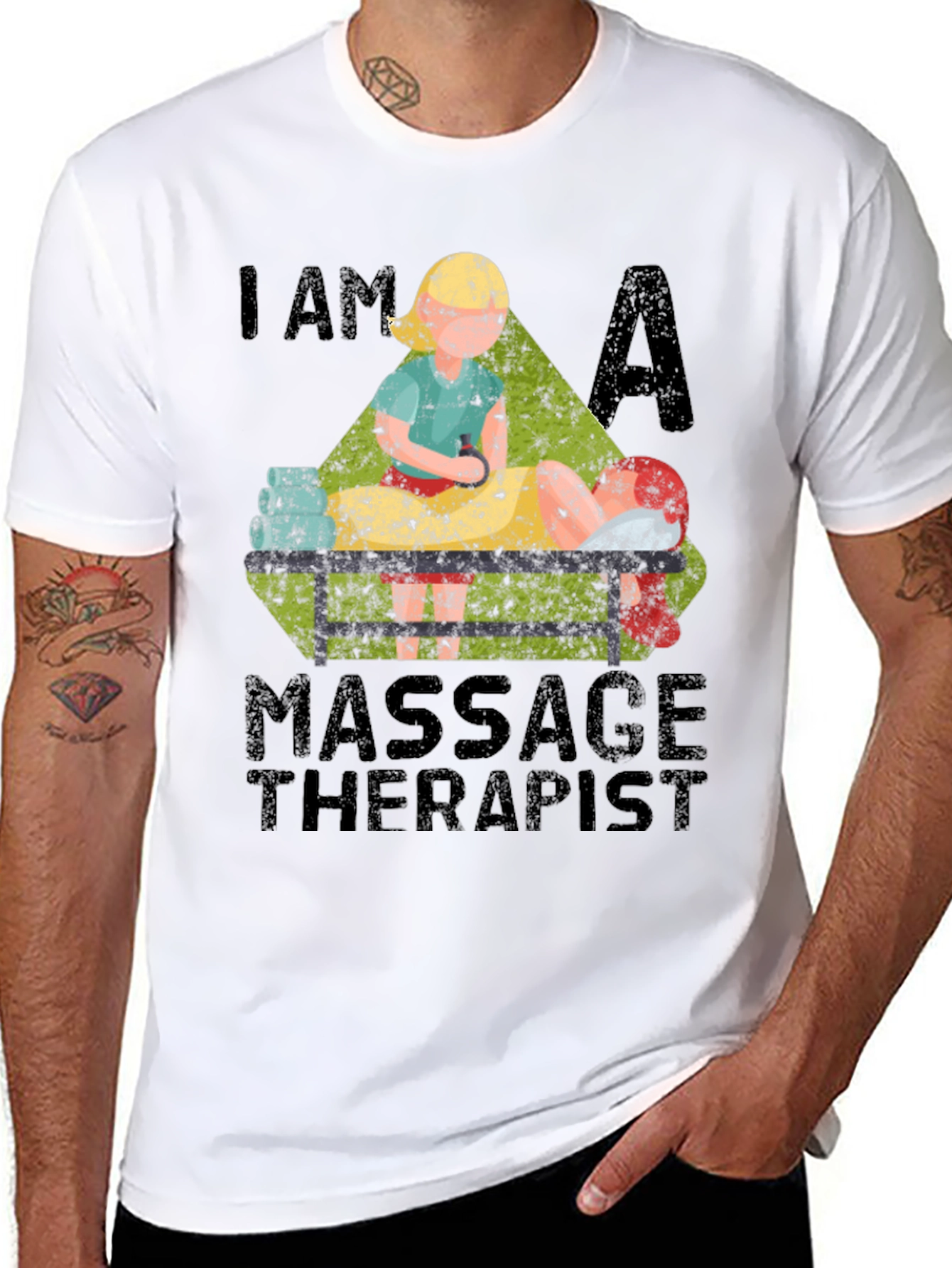 Black Massage Therapist T-Shirt - Unisex view 8