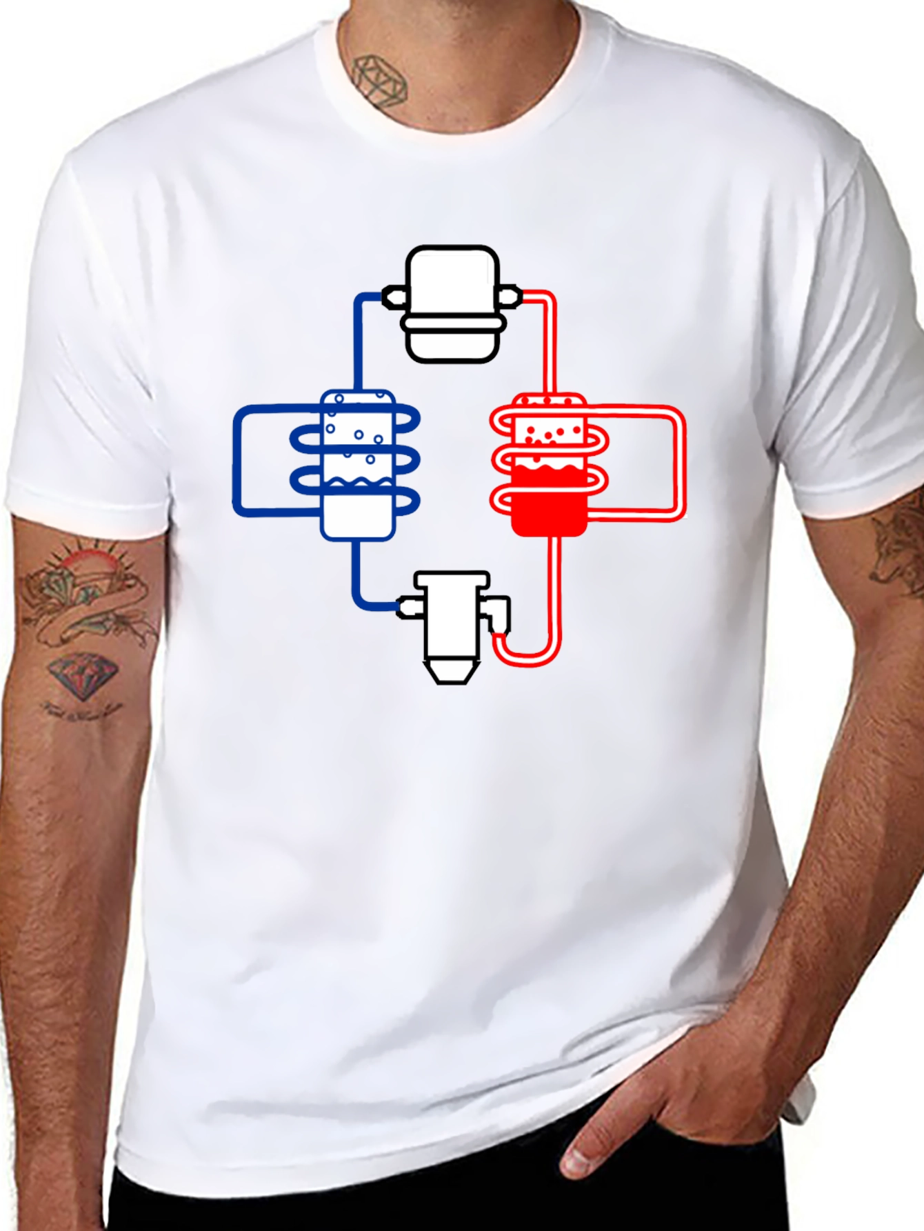 Black Cooling System Diagram Black T-Shirt view 8