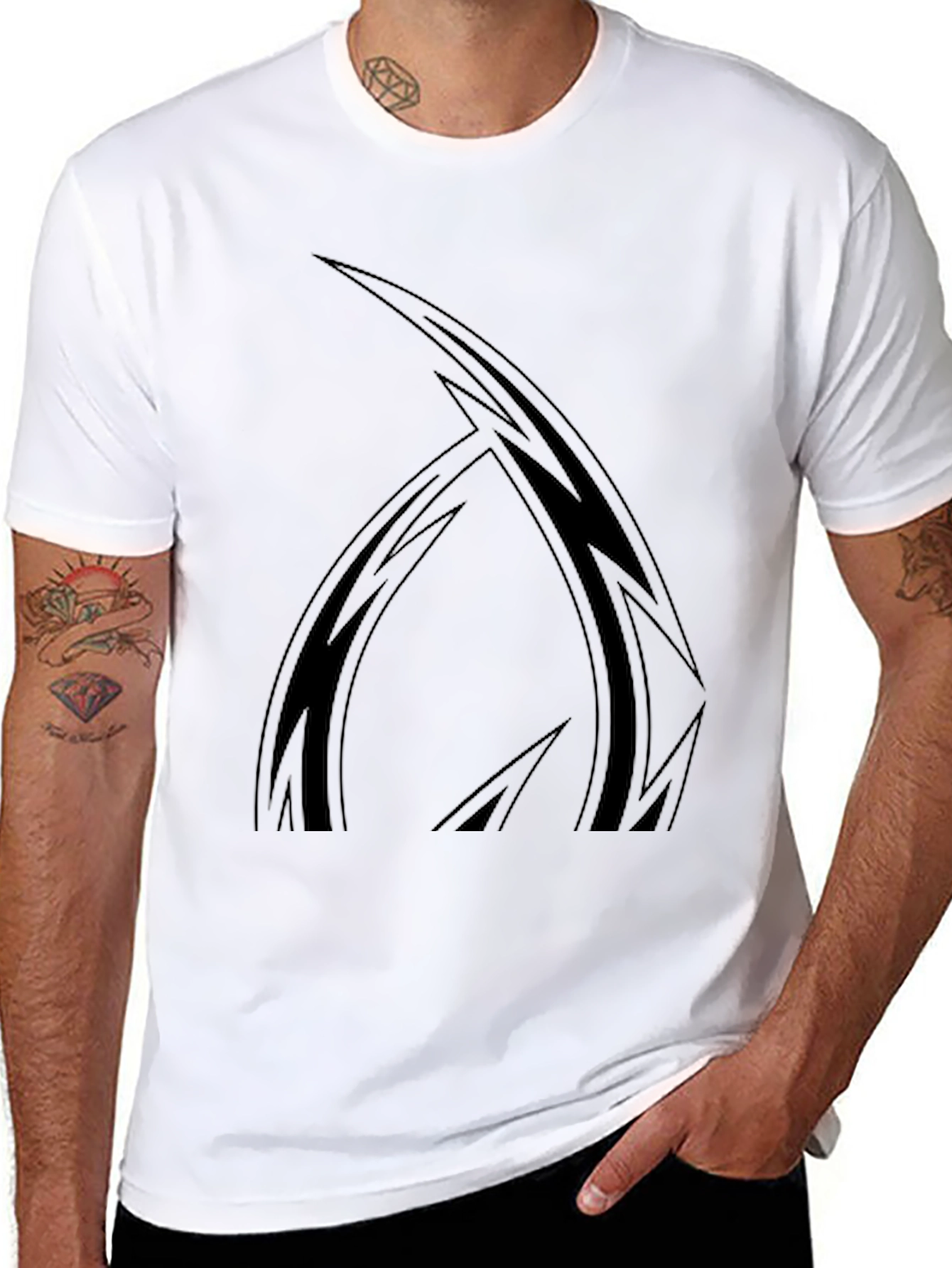 Black Black Graphic Tee - Abstract Design Men's T-Shirt view 8