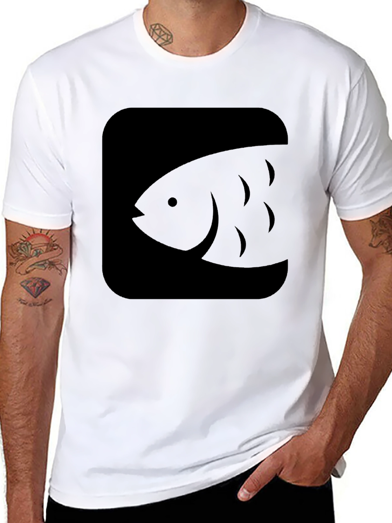 Black Fish Graphic Tee - Men's Modern Casual Shirt - 8