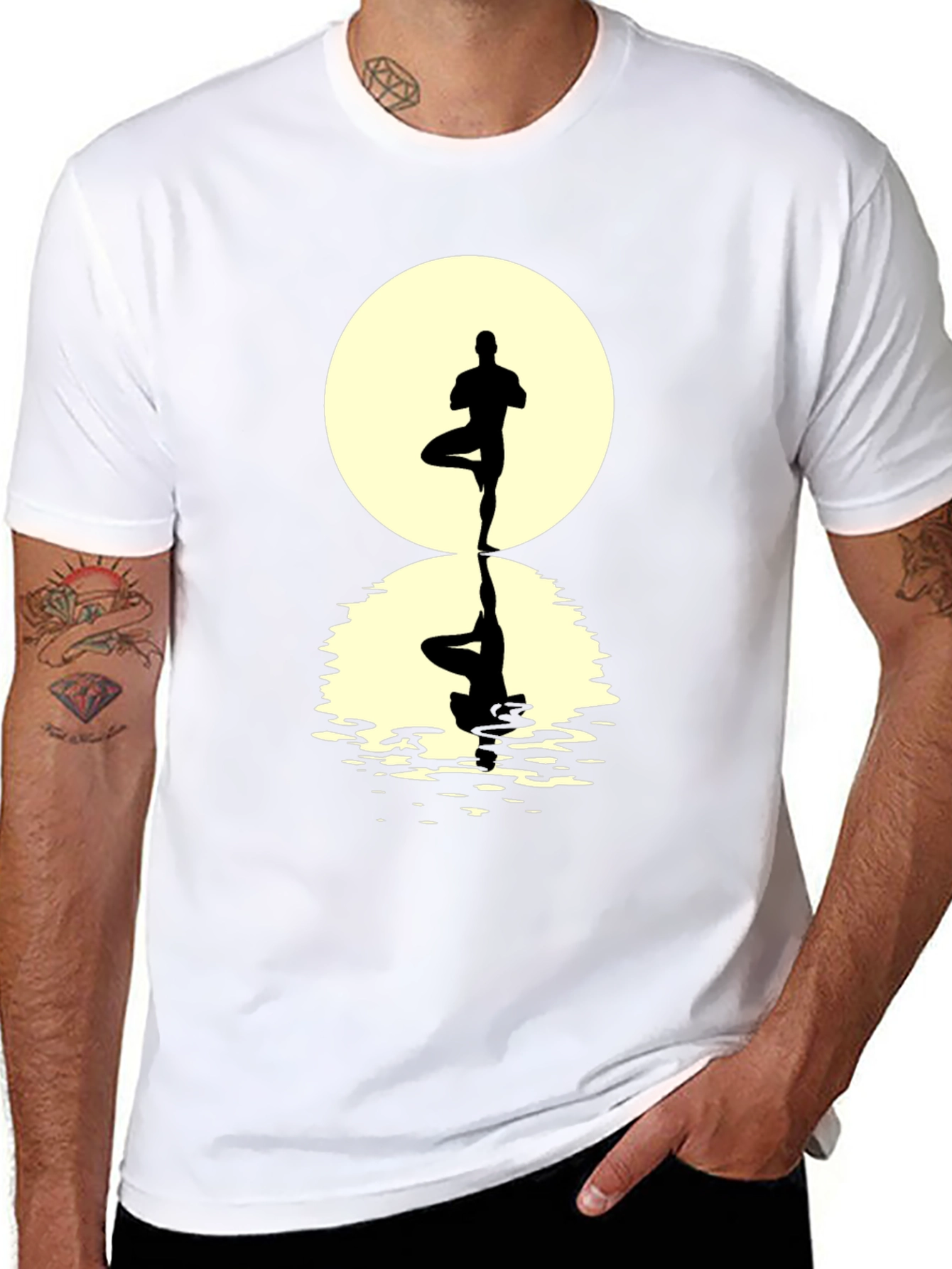 Black Yoga Pose Silhouette Graphic Tee view 8