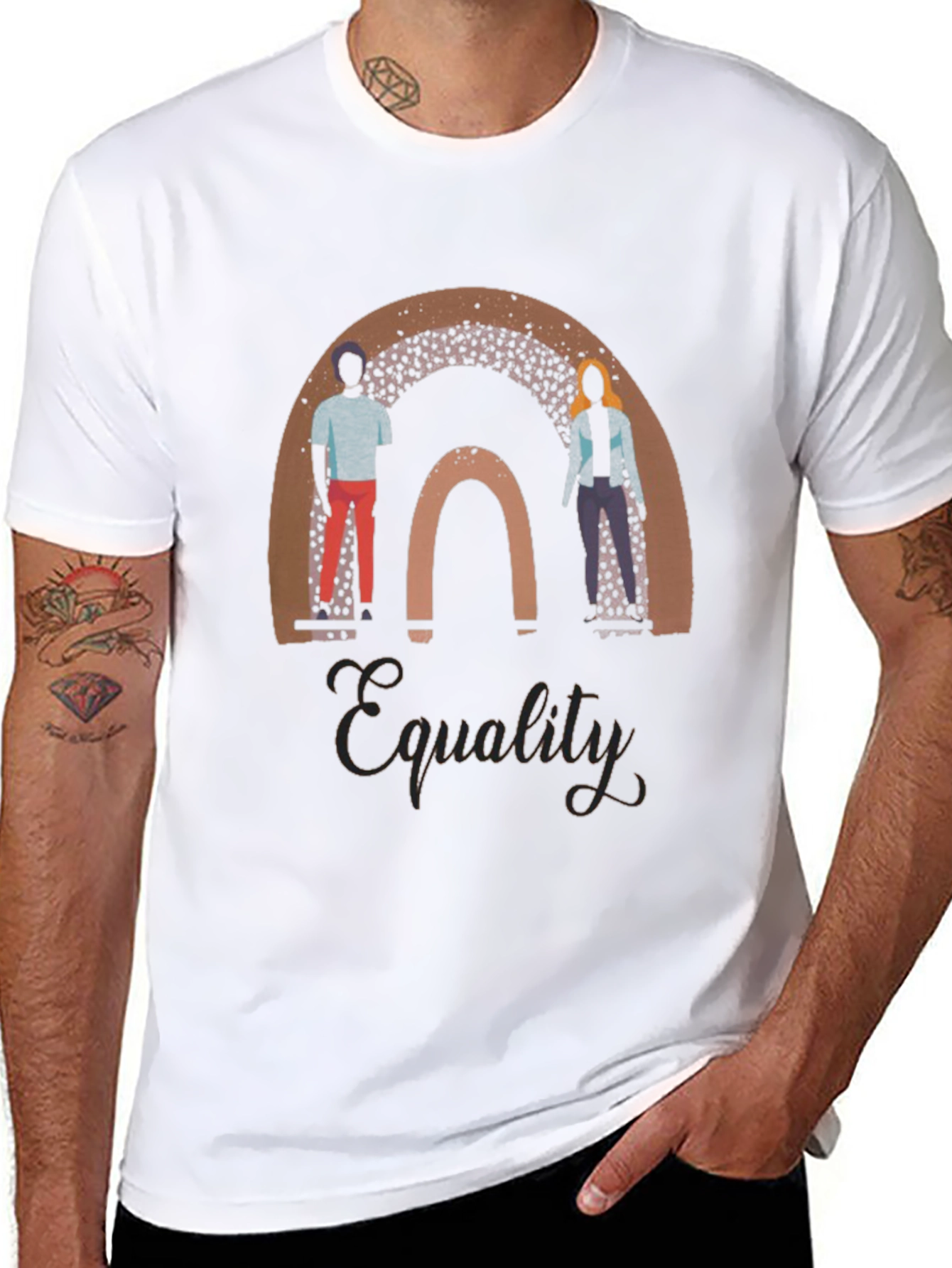Black Equality Rainbow Graphic Tee - Black view 8