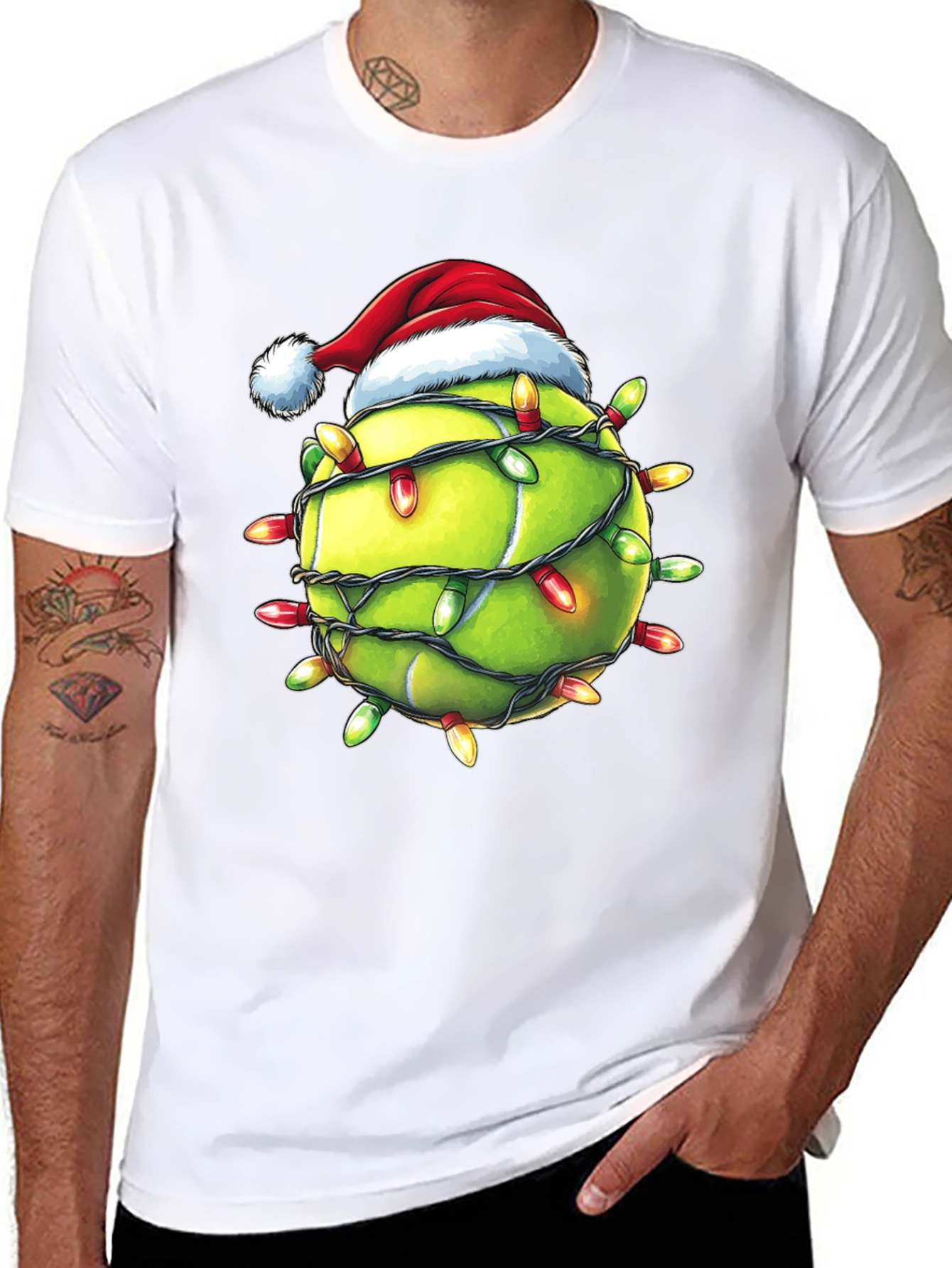 Black Festive Tennis Christmas T-Shirt view 8