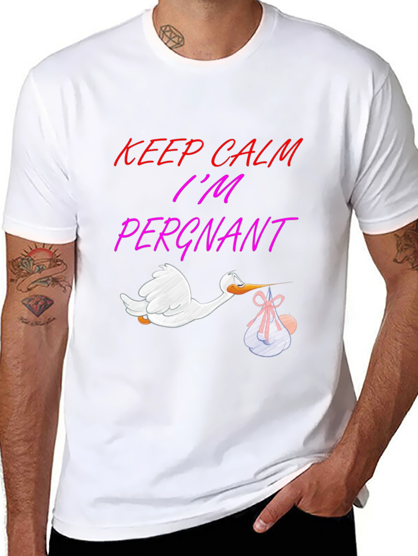 Black Keep Calm I'm Pergant T-Shirt view 8