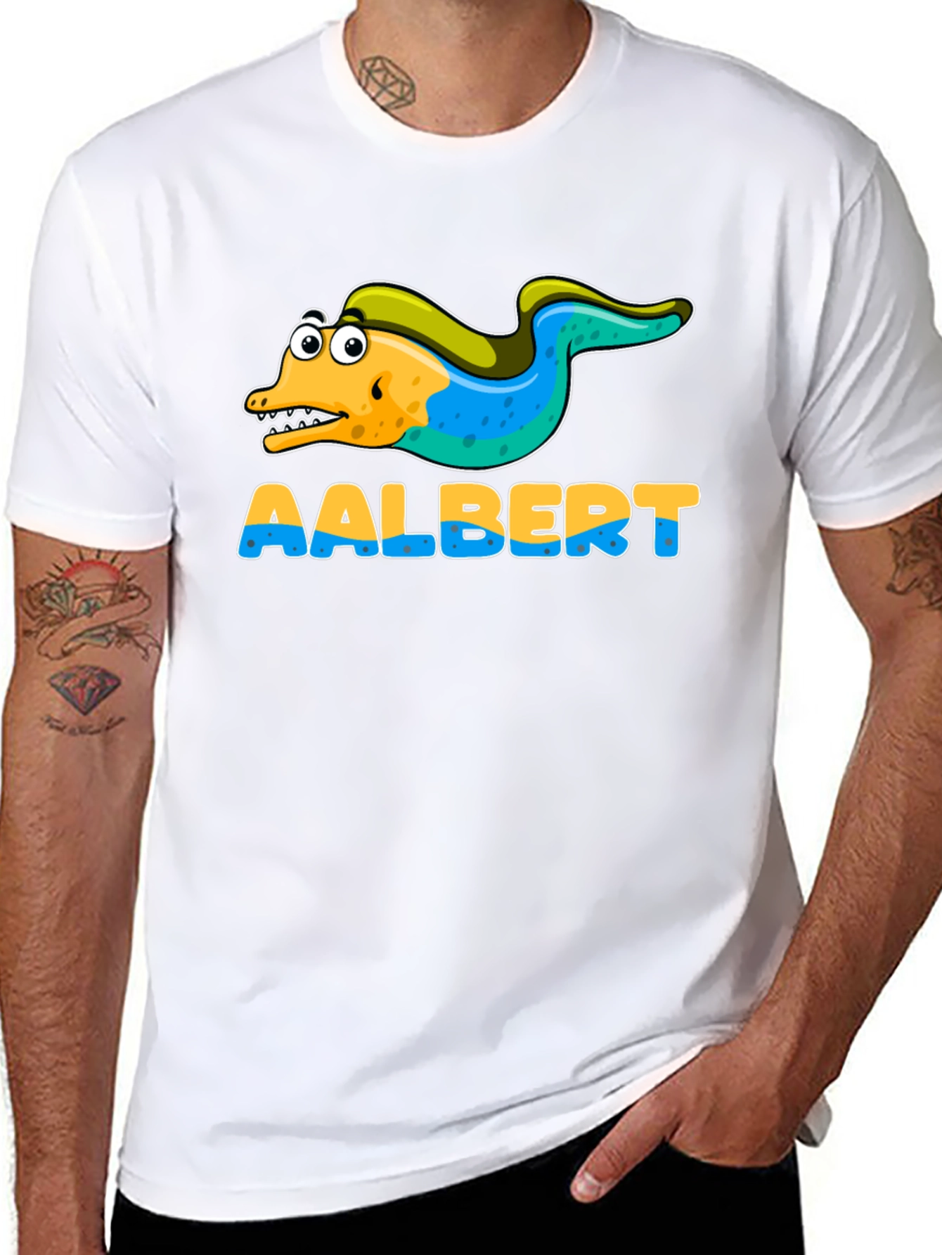 Black Aalbert Eel Cartoon Graphic T-Shirt view 8