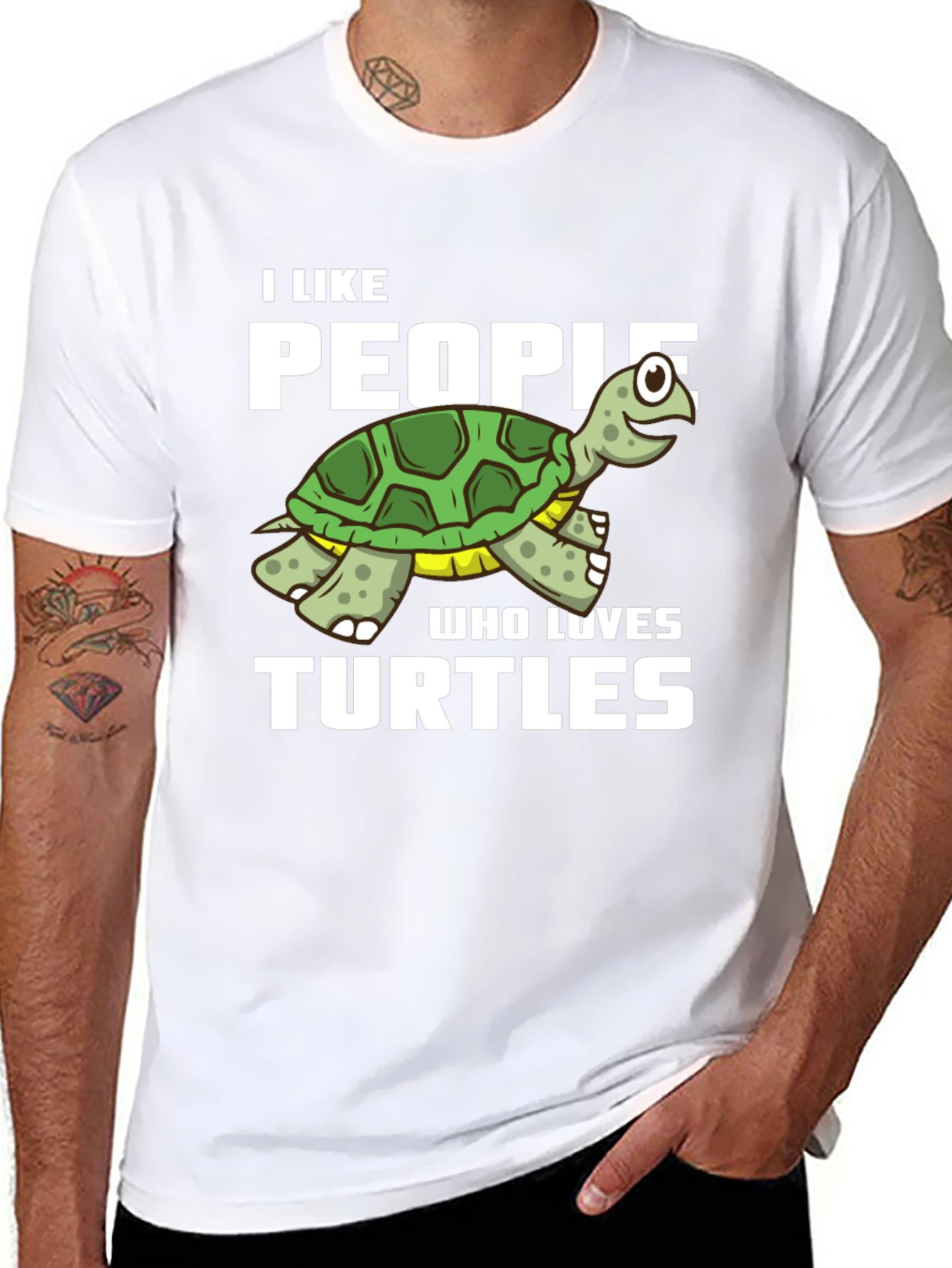 Black I Like People Who Loves Turtles Black T-Shirt view 8