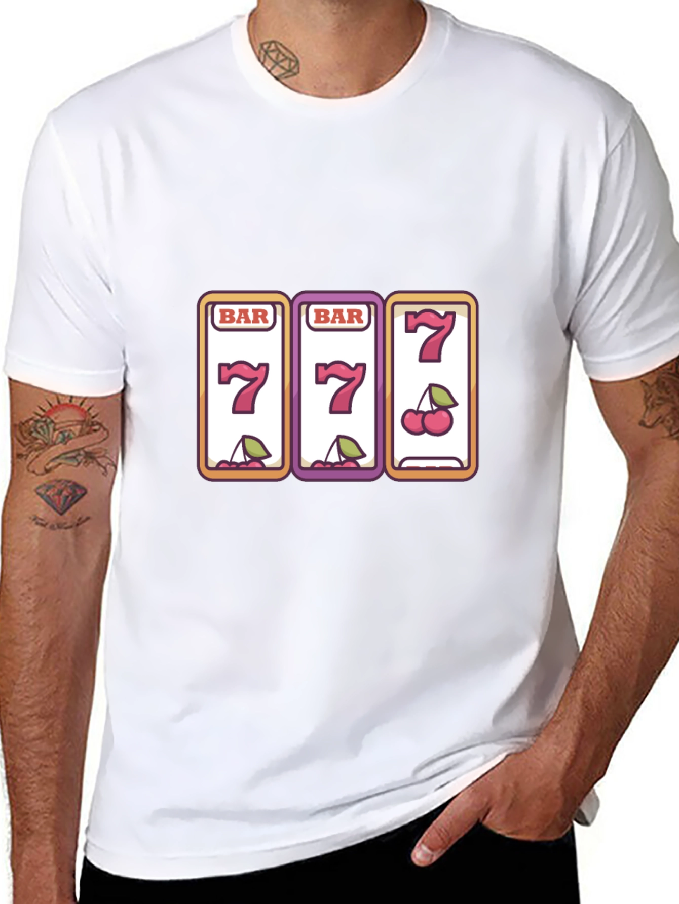 Black Lucky 7s Slot Machine Graphic Tee - Black view 8