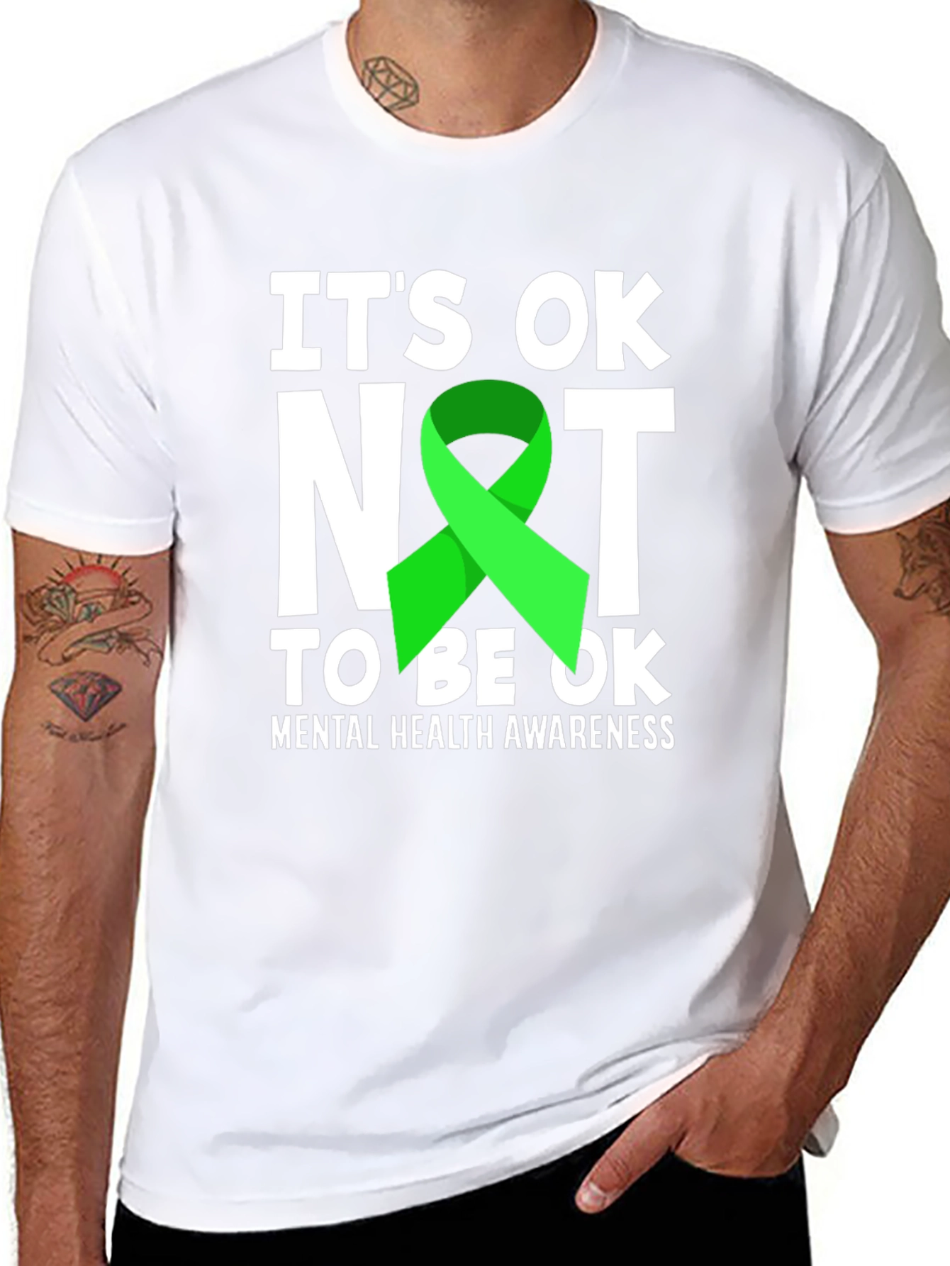 Black It's OK Not to Be OK Mental Health Awareness T-Shirt view 8