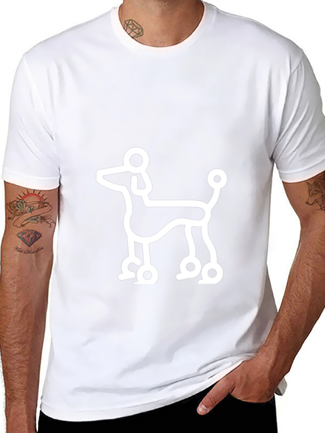 Black Poodle Outline Black T-Shirt view 8