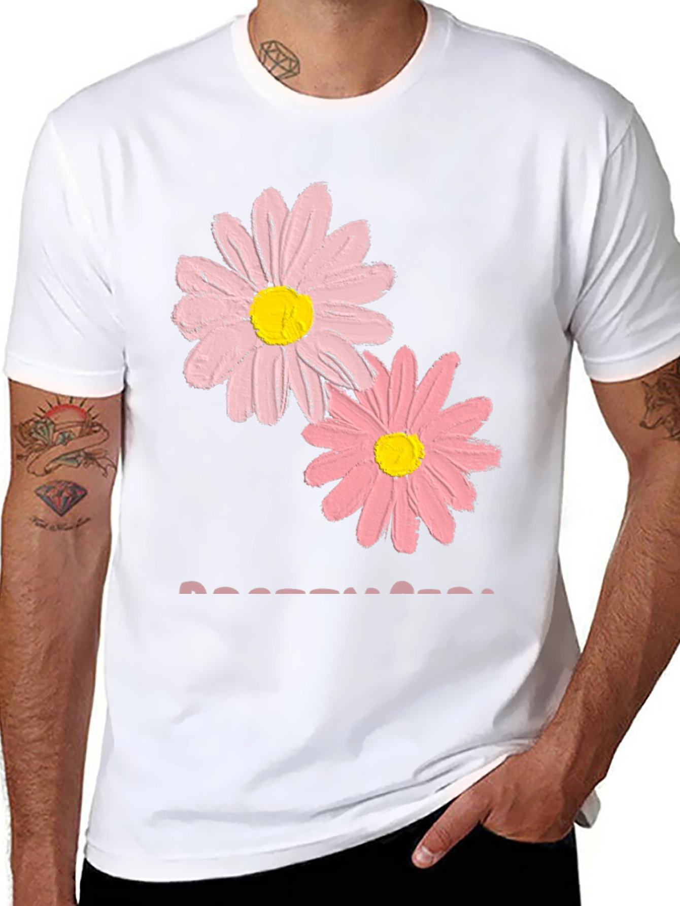 Black Pink Daisy Graphic T-Shirt - Soft Cotton Blend view 8