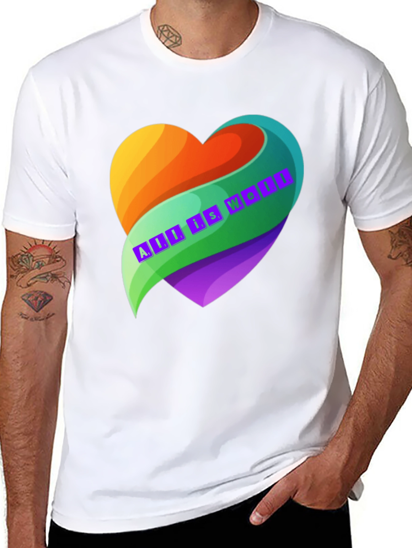 Black All is Well Heart Graphic T-Shirt view 8