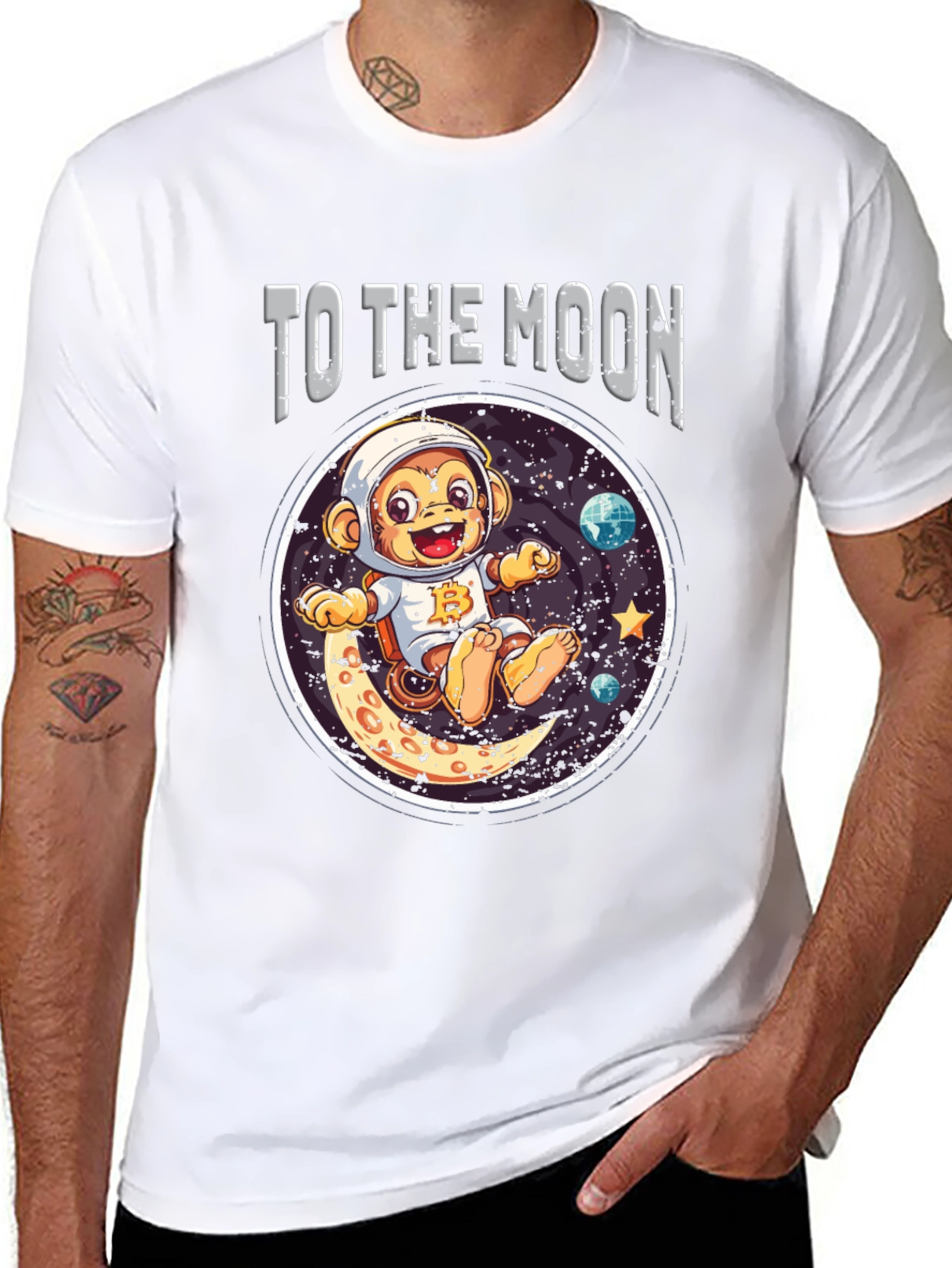 Black To the Moon Monkey T-Shirt - Crypto Ape view 8