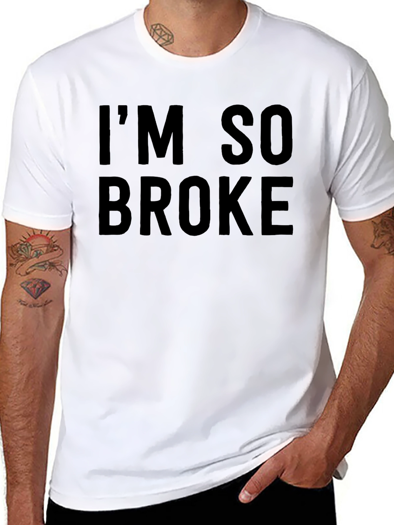 Black I'm So Broke Black Graphic Tee Shirt view 8