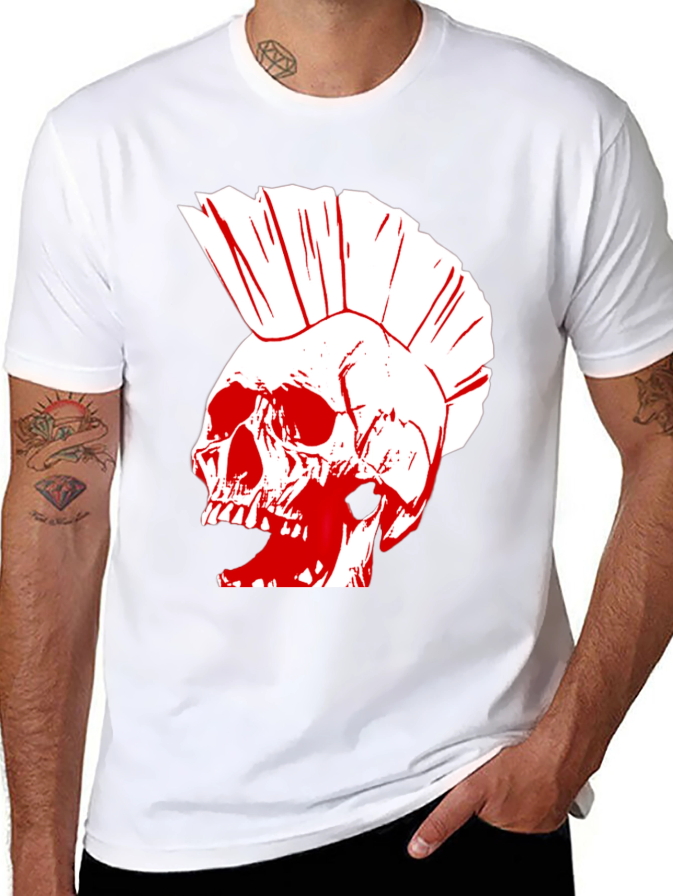 Black Punk Skull Graphic T-Shirt view 8