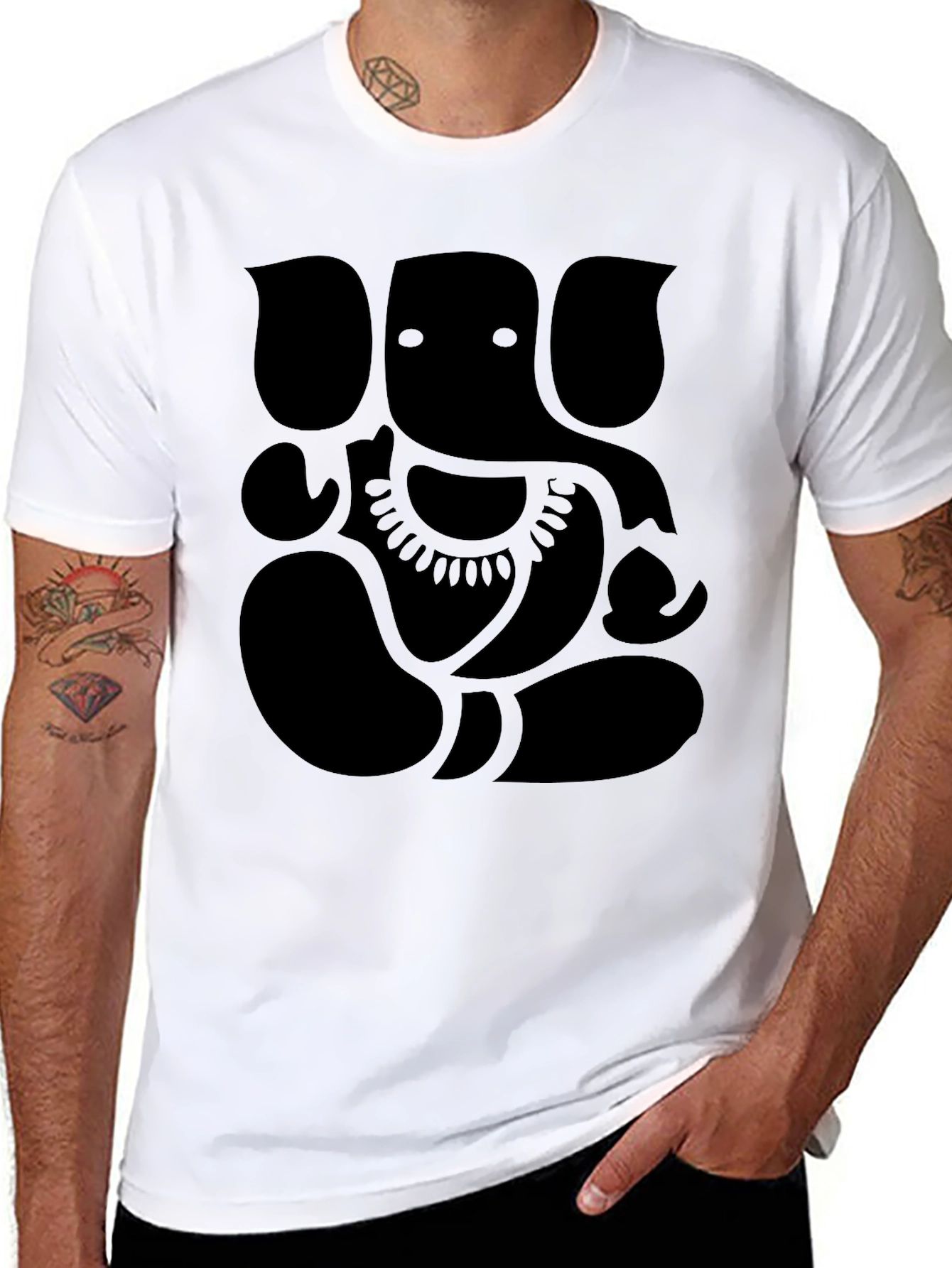 Black Ganesh Graphic Print Men's Black T-Shirt view 8