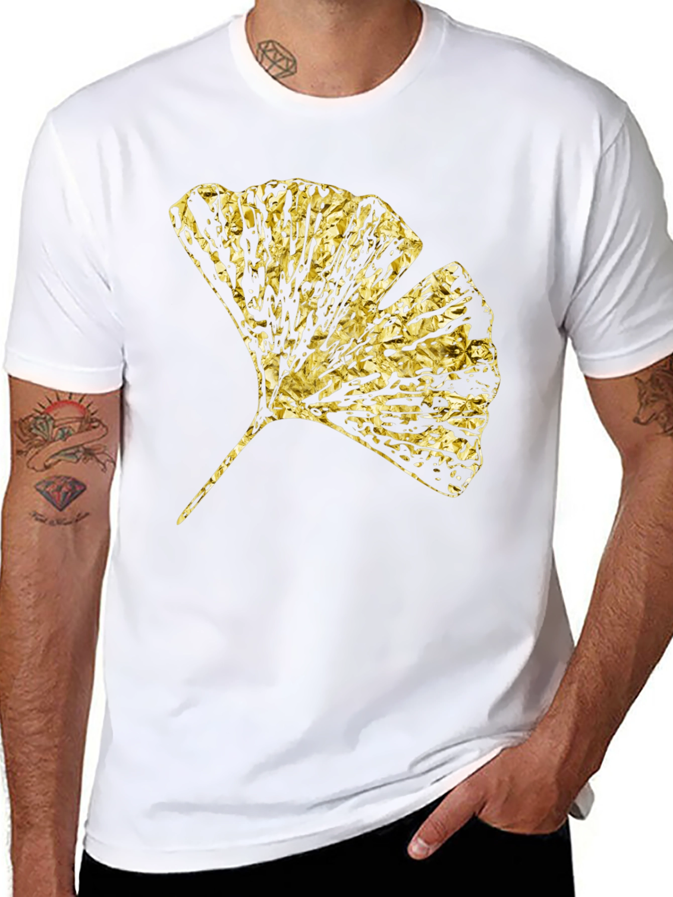 Black Gingko Gold Foil Graphic T-Shirt view 8