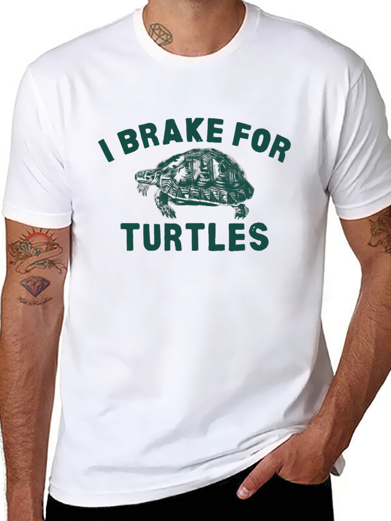 Black I Brake For Turtles Graphic Tee - Black view 8
