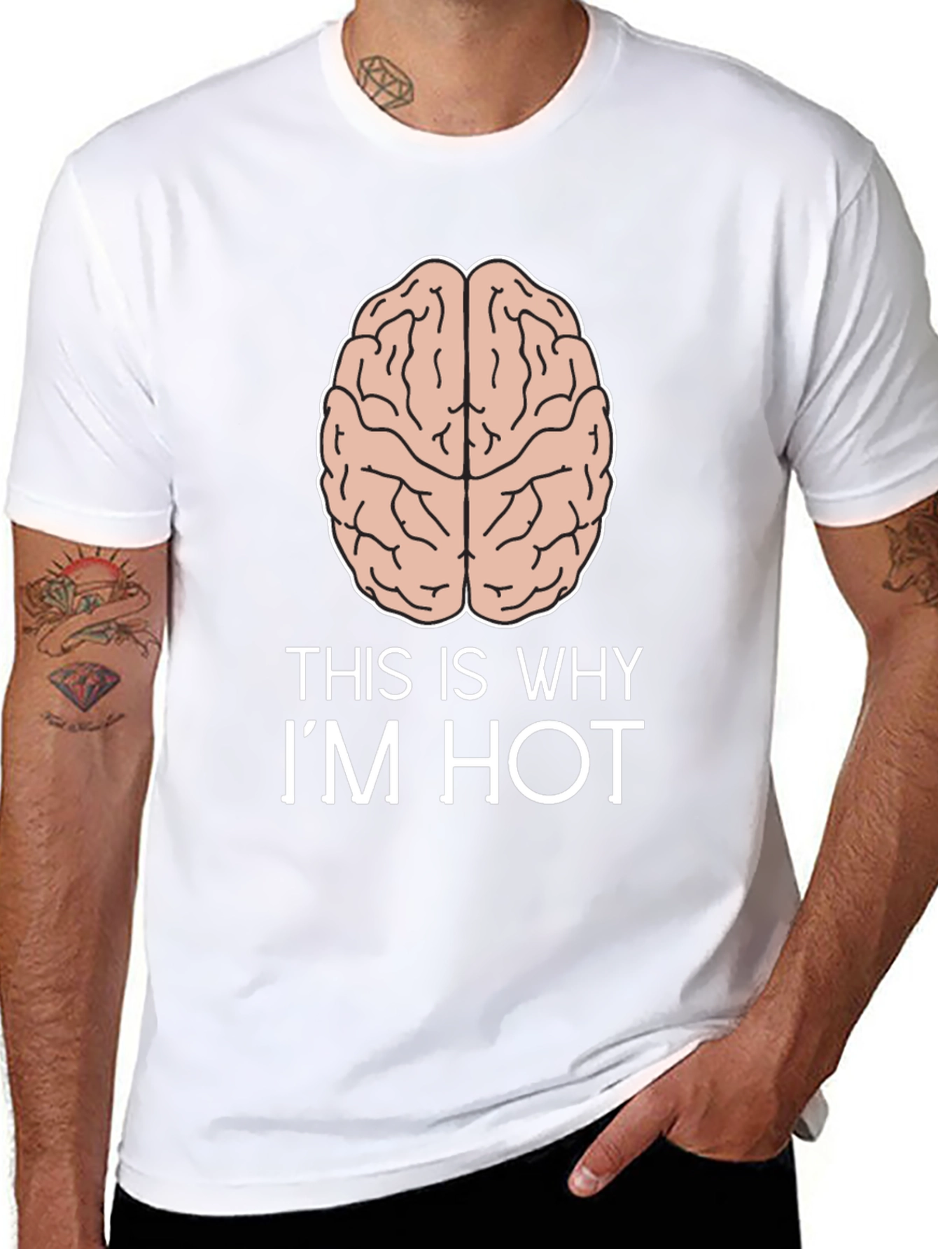 Black This Is Why I'm Hot Brain T-Shirt view 8