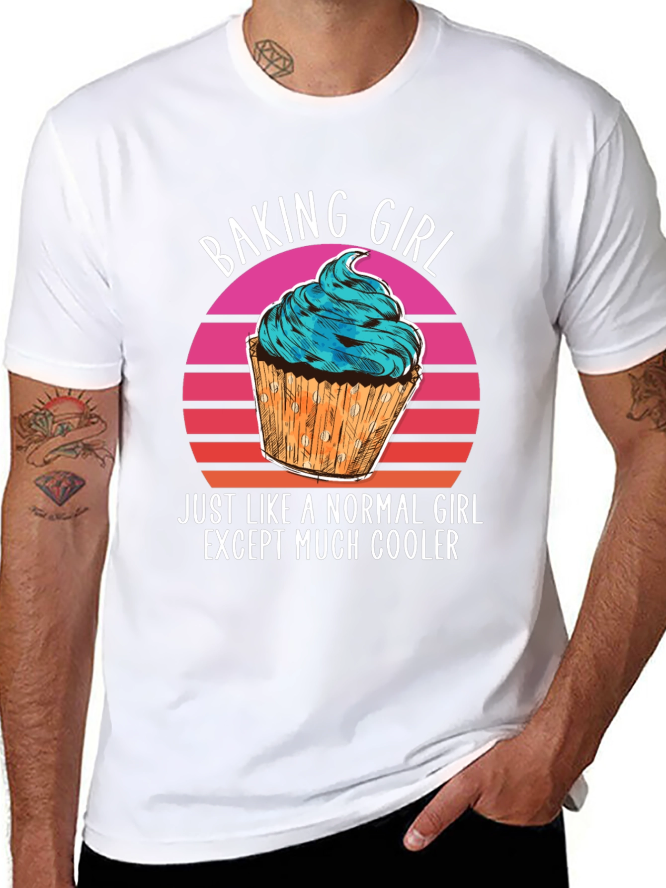 Black Baking Girl T-Shirt - Cool Cupcake Design view 8