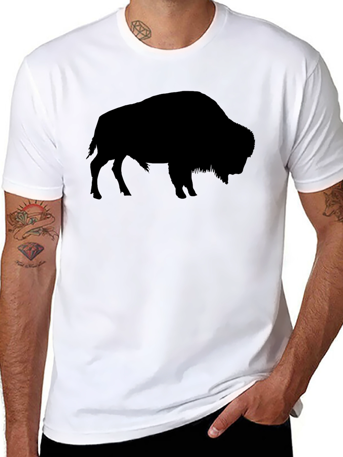 Black Black Bison Graphic Tee - Wildlife Inspired Shirt view 8
