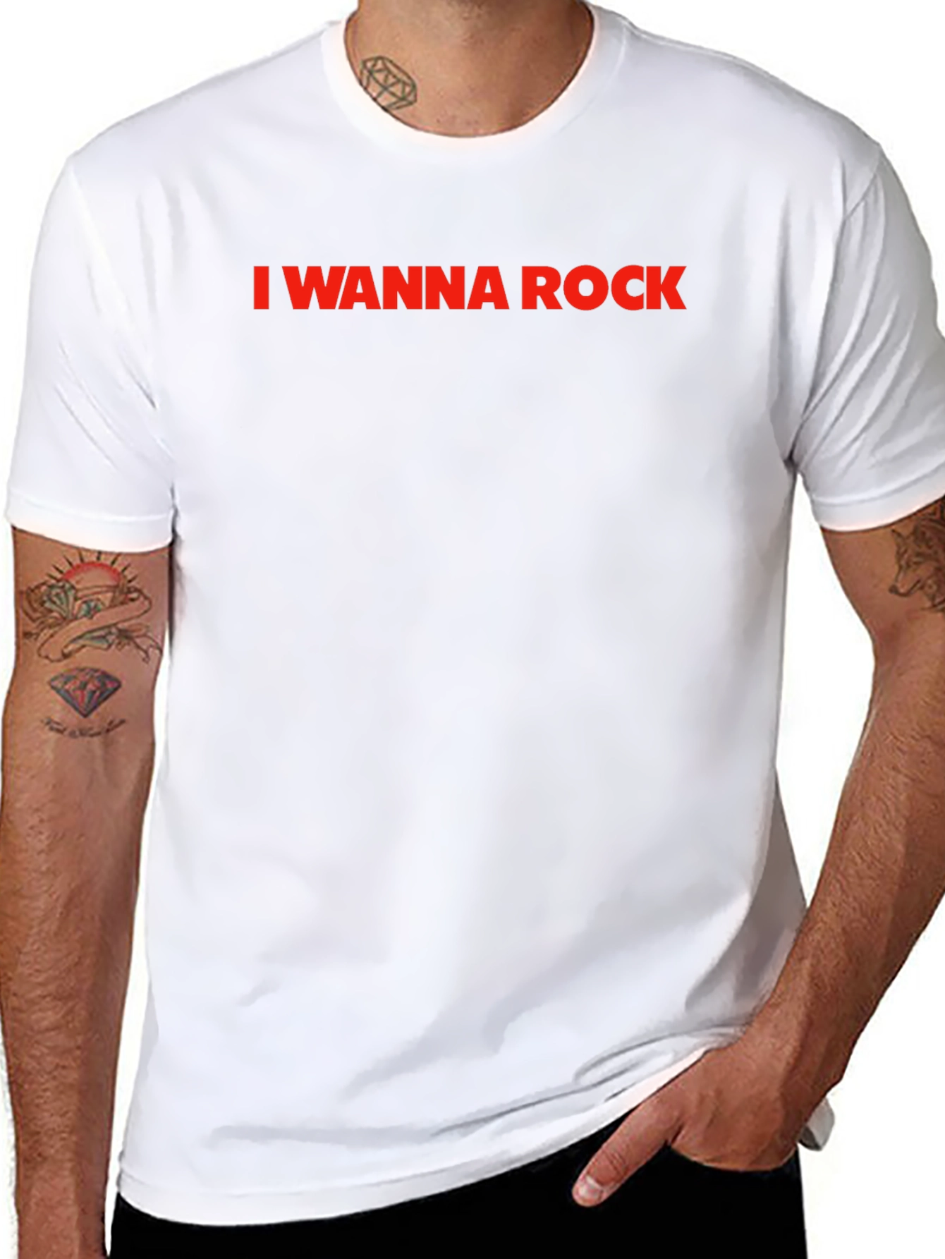 Black I Wanna Rock - Classic Crew Neck T-Shirt view 8