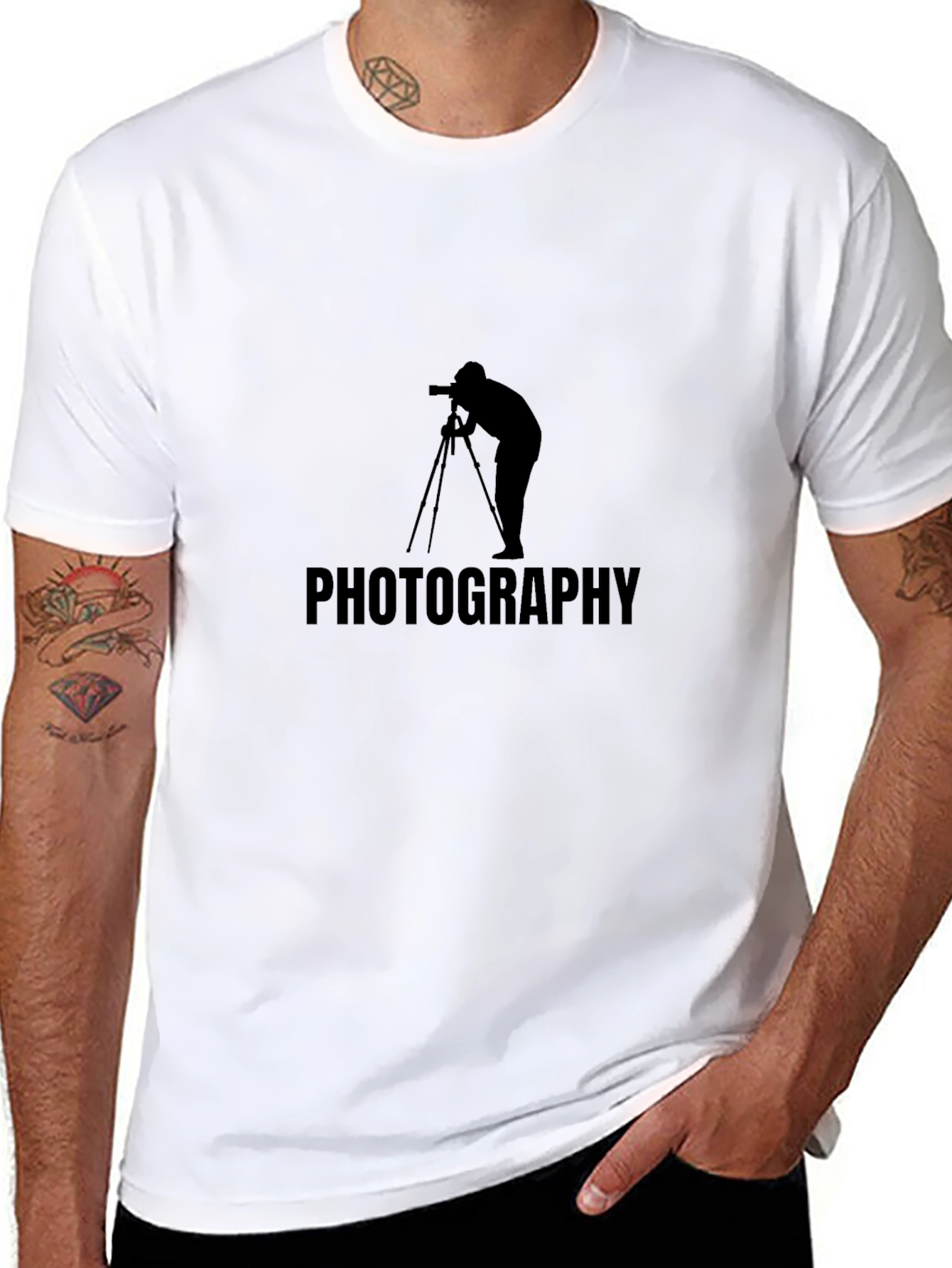 Black Photographer Graphic Tee - Classic Black Cotton view 8