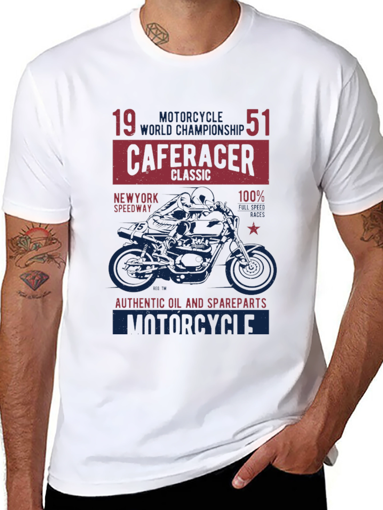 Black Cafe Racer Motorcycle Graphic T-Shirt view 8