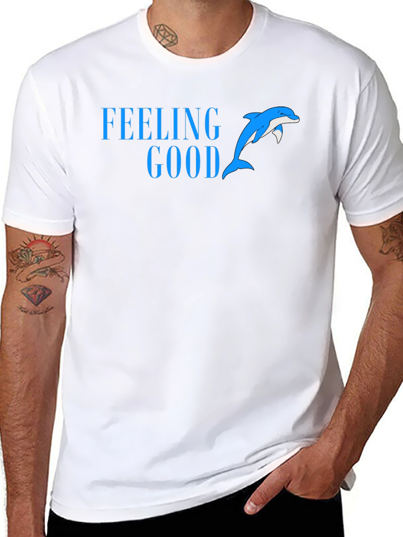 Black Feeling Good Dolphin Tee - Black Cotton Blend view 8