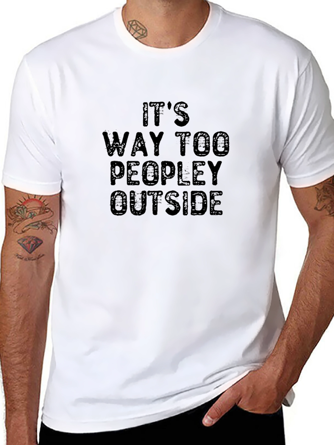 Black It's Way Too Peopley Outside Black Graphic Tee view 8