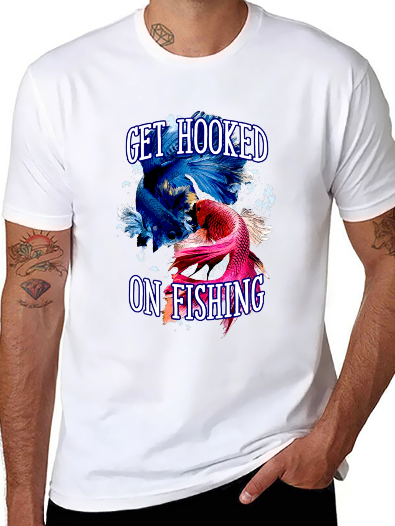 Black Get Hooked On Fishing T-Shirt view 8