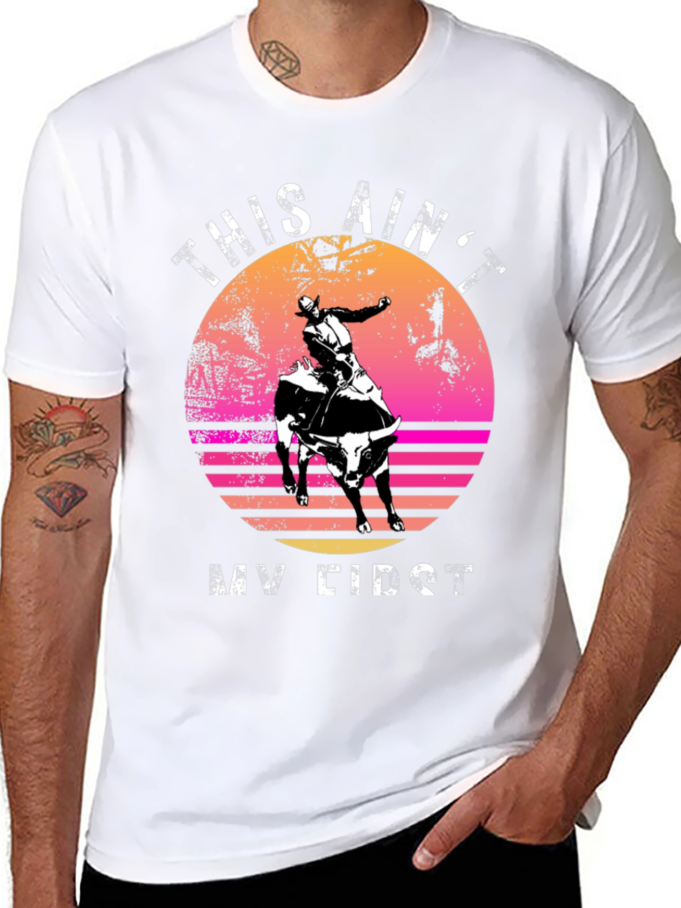 Black Retro Rodeo Rider Graphic Tee view 8