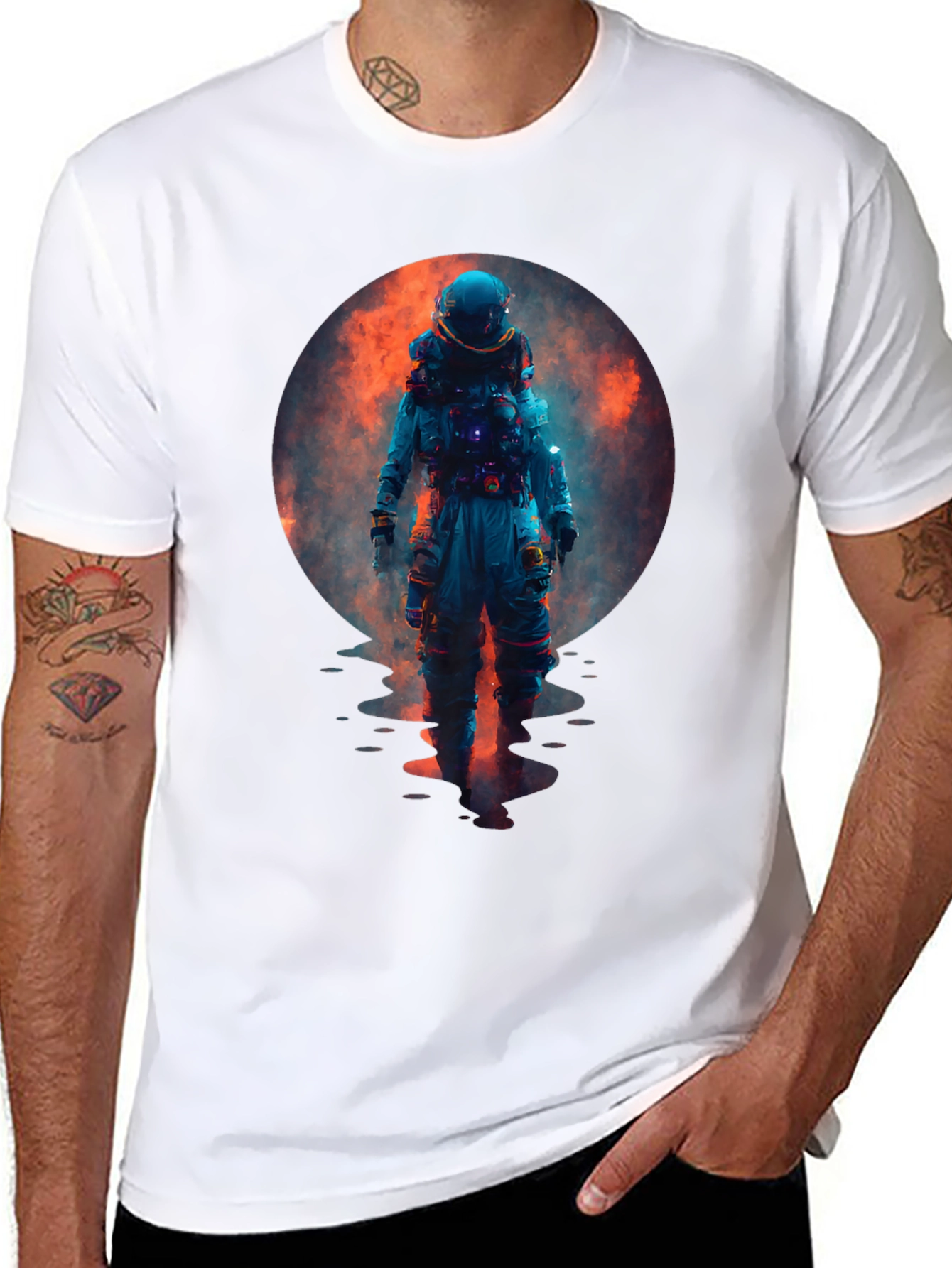 Black Astronaut Graphic Tee - Galaxy Dreamin' T-Shirt view 8