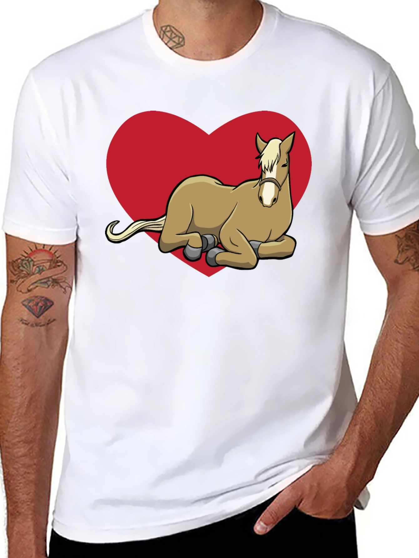 Black Horse Lover T-Shirt - Cute Horse in Heart view 8