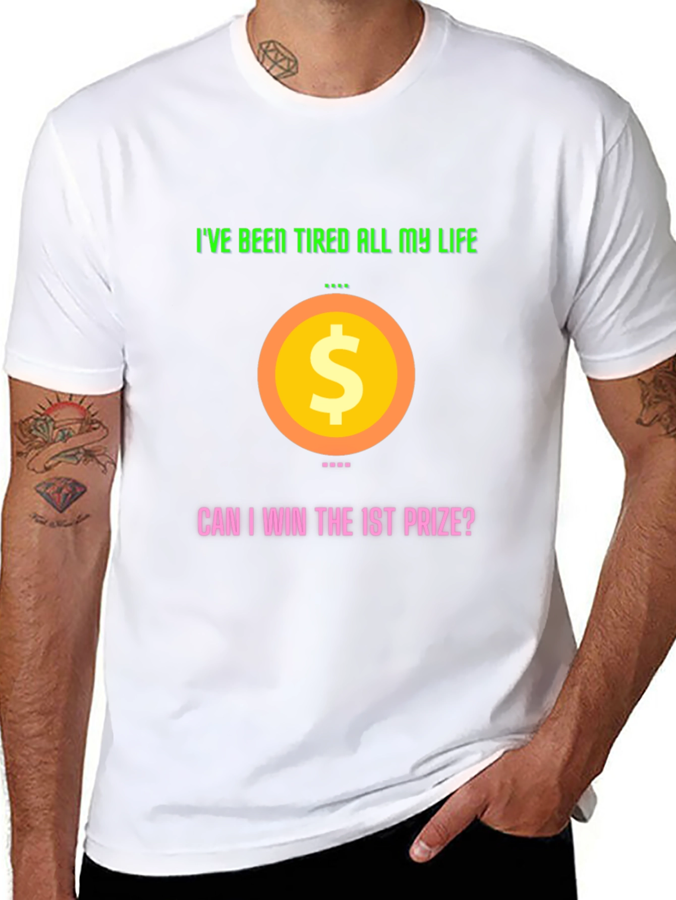 Black Humorous "I've Been Tired All My Life" Graphic T-Shirt view 8