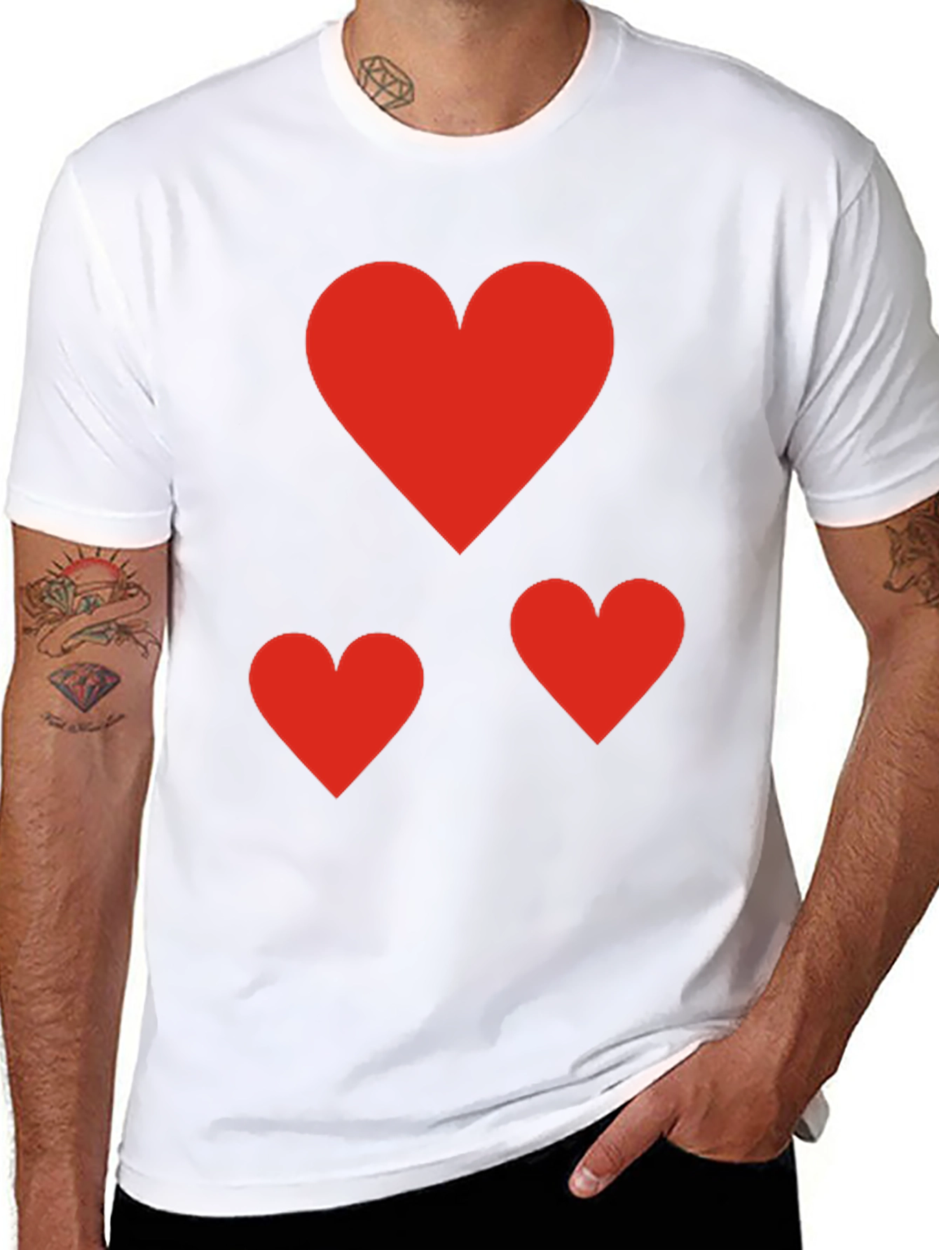 Black Heart Patterned Black T-Shirt view 8