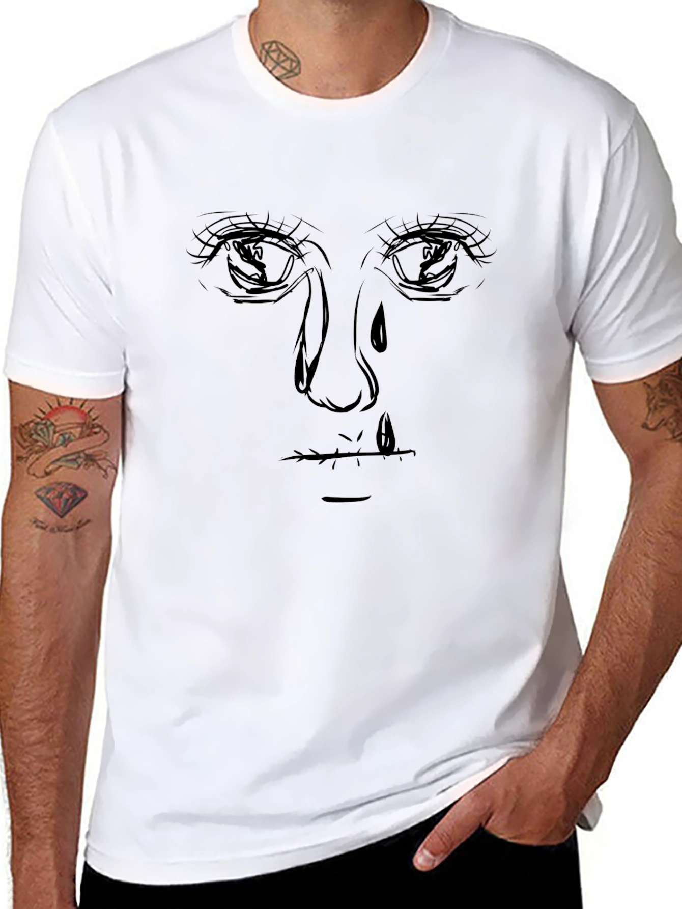 Black Emotional Sketch Graphic Tee - Unisex view 8