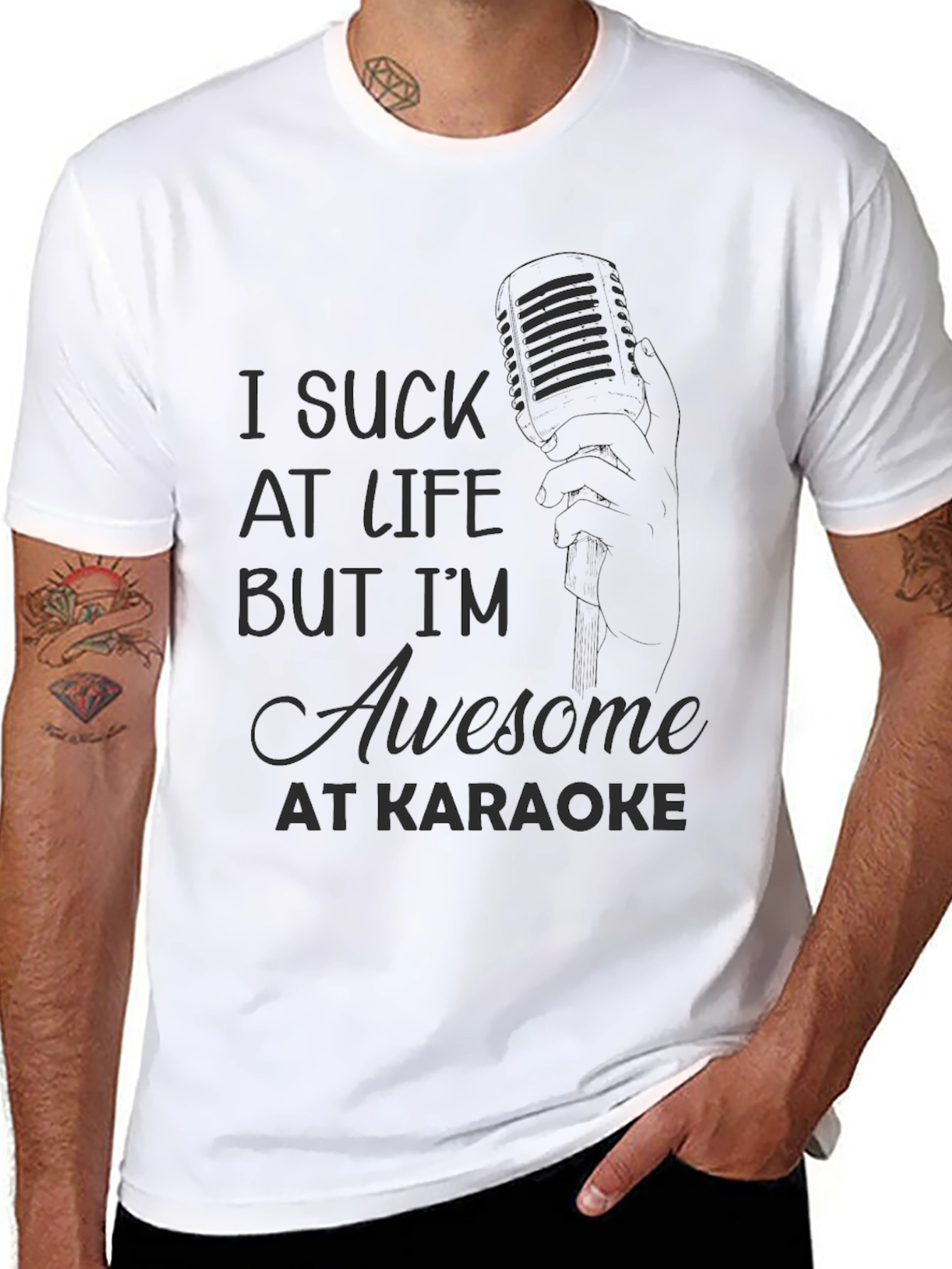 Black Awesome At Karaoke T-Shirt view 8