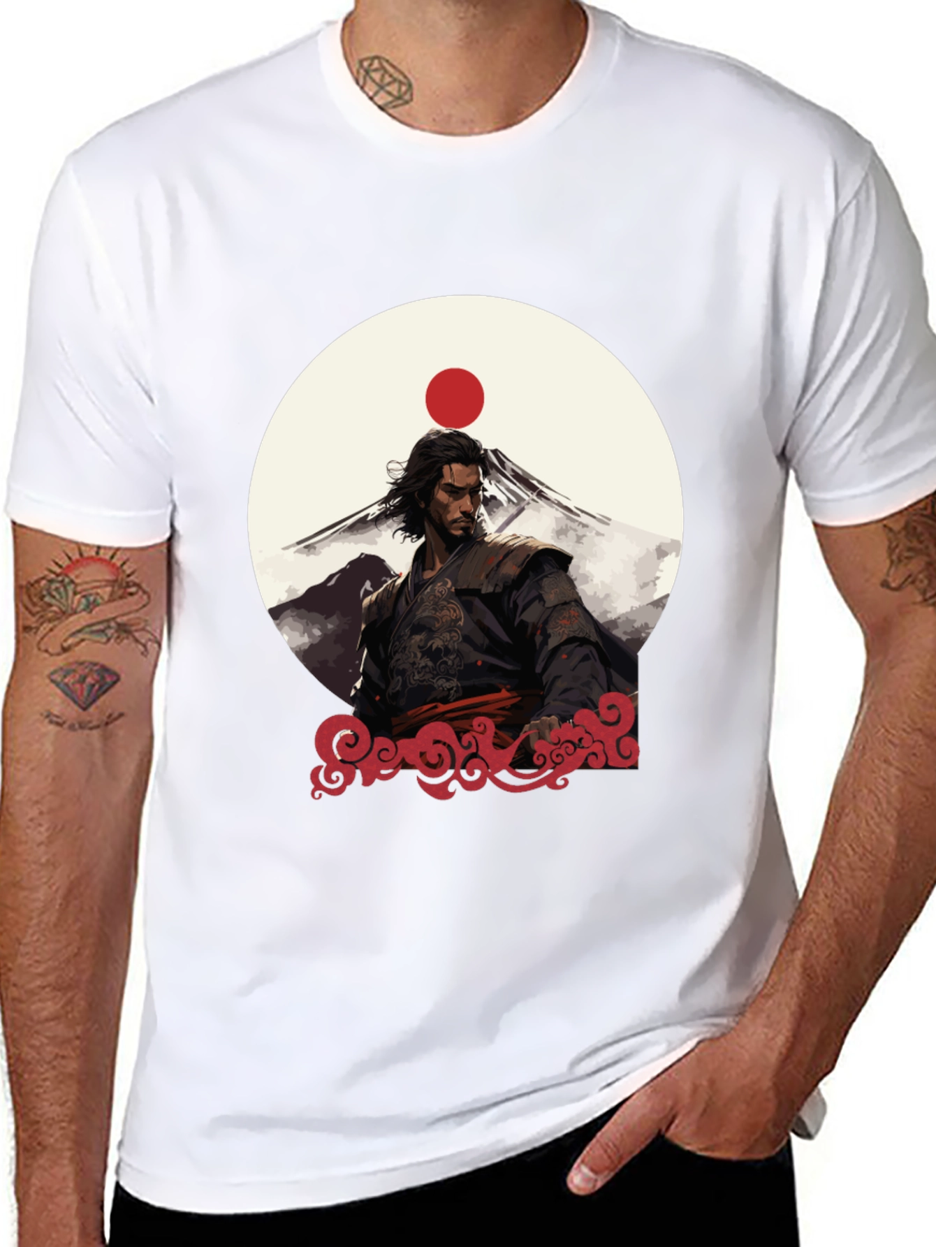 Black Samurai Sunset Graphic Tee - Black view 8