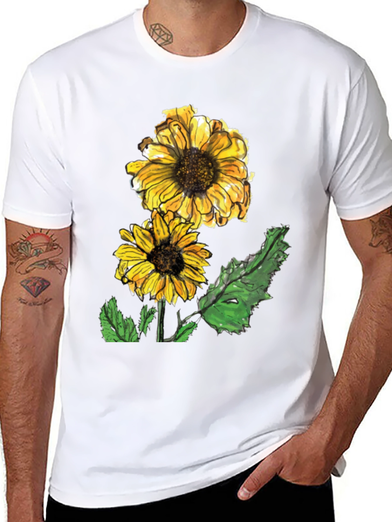 Black Sunflower Graphic Tee - Casual Black T-Shirt view 8