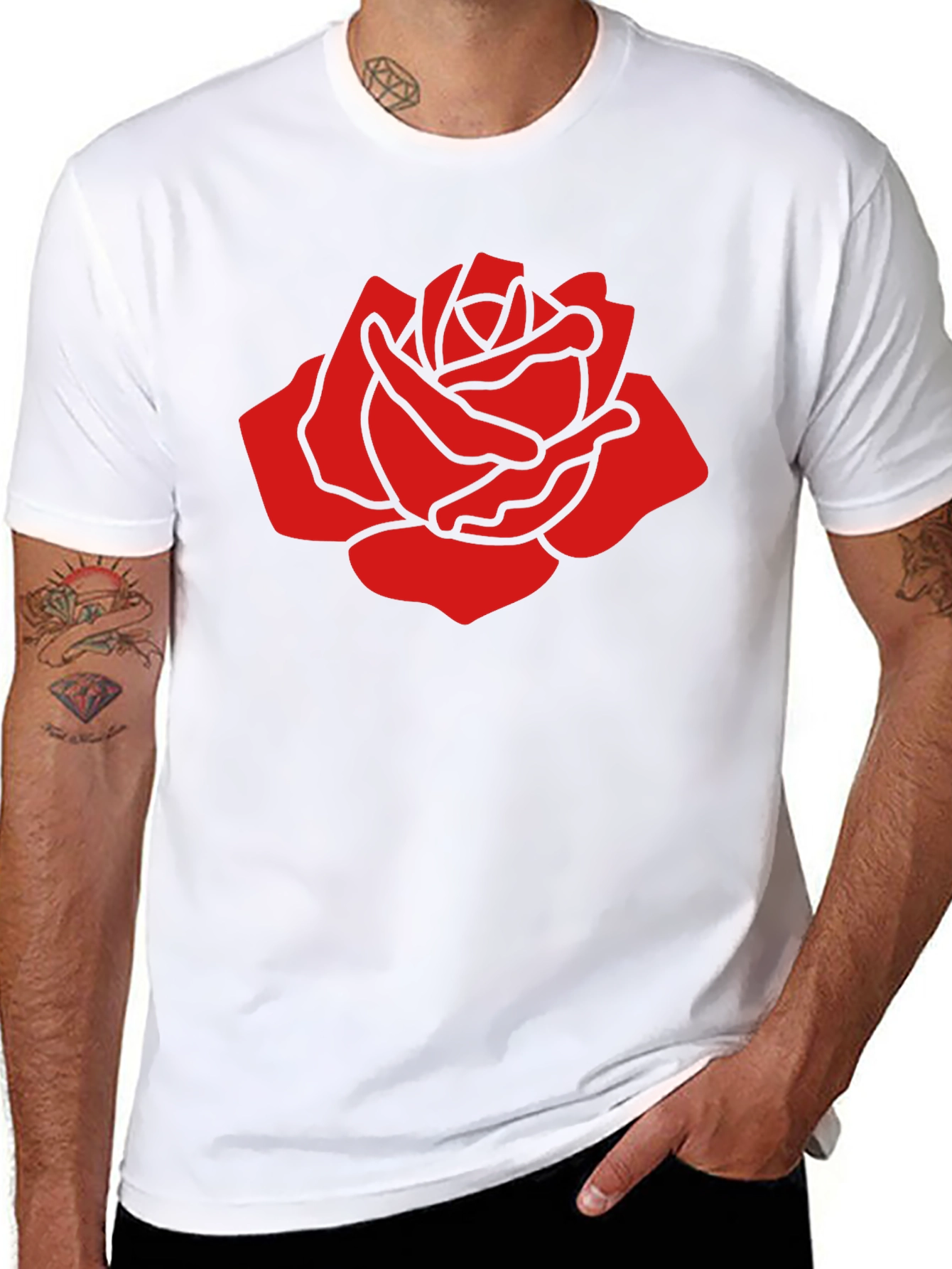 Black Bold Red Rose Graphic T-Shirt view 8