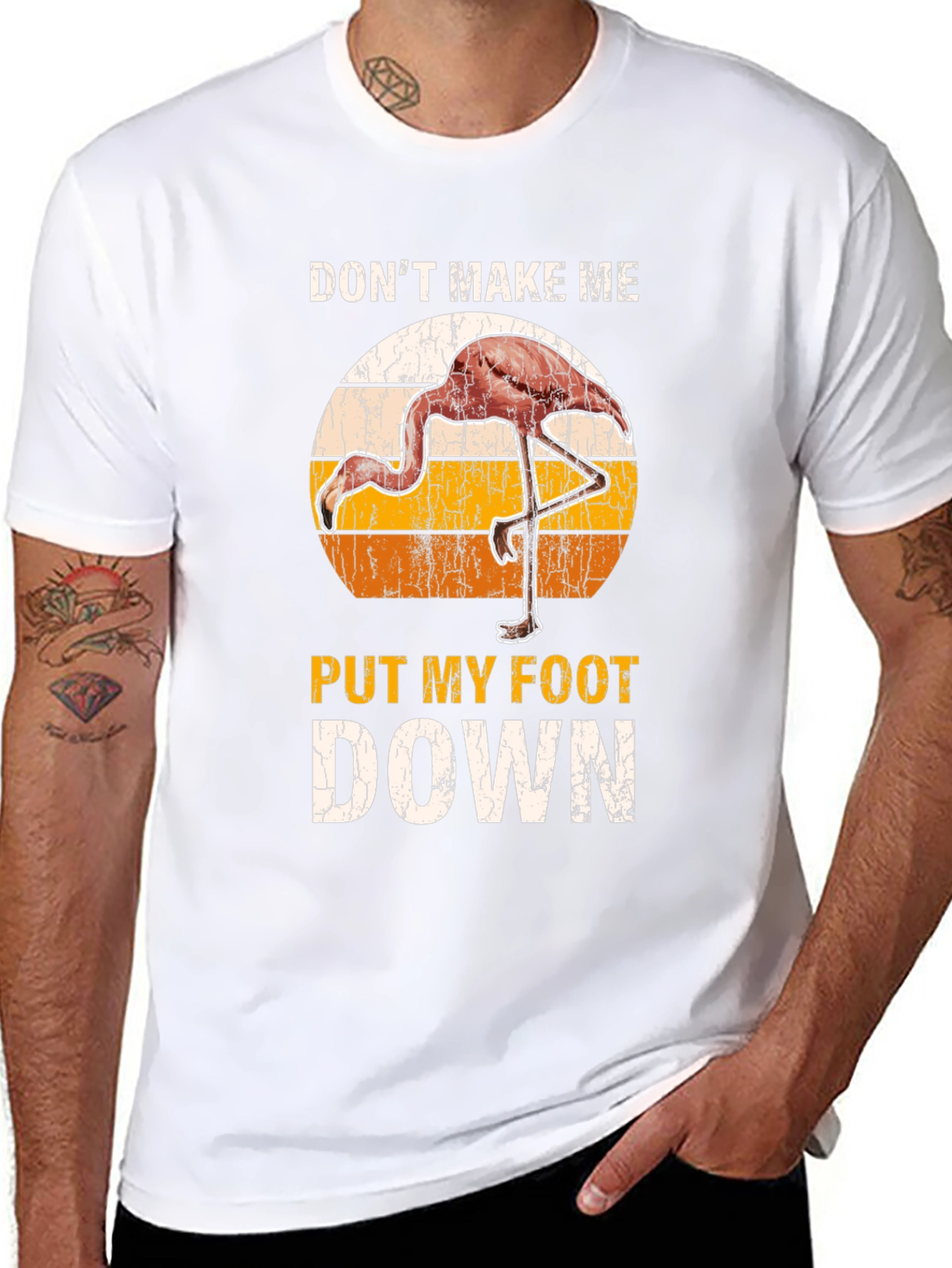 Black Don't Make Me Put My Foot Down Flamingo Graphic Tee view 8