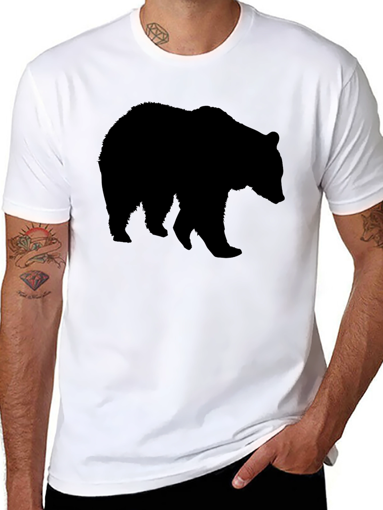 Black Bear Silhouette Black T-Shirt view 8