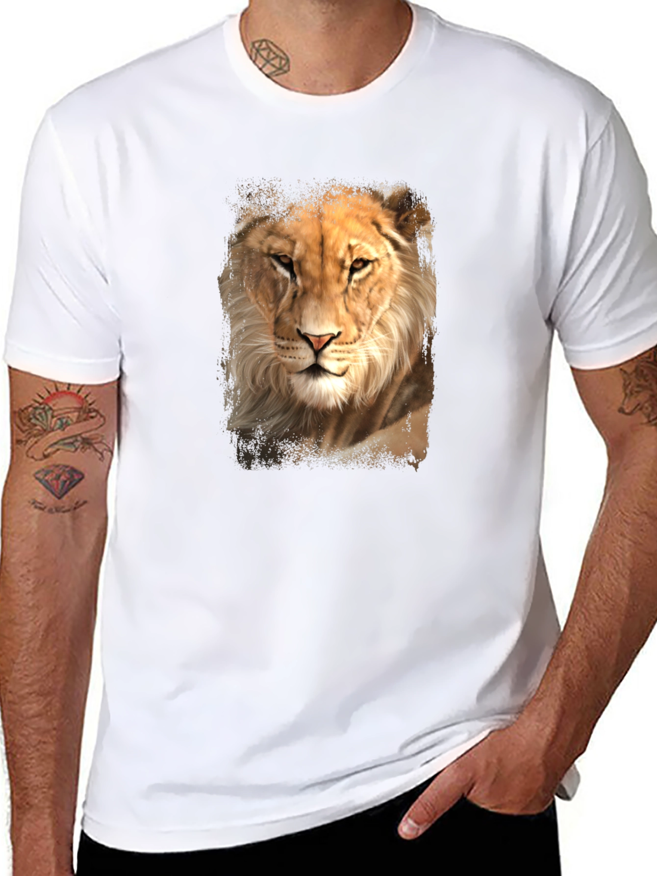 Black Lion Graphic Tee - Black Casual T-Shirt view 8