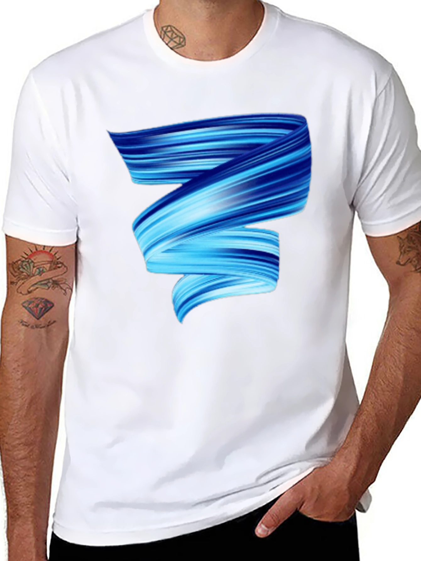 Black Modern Swirl Graphic Tee view 8