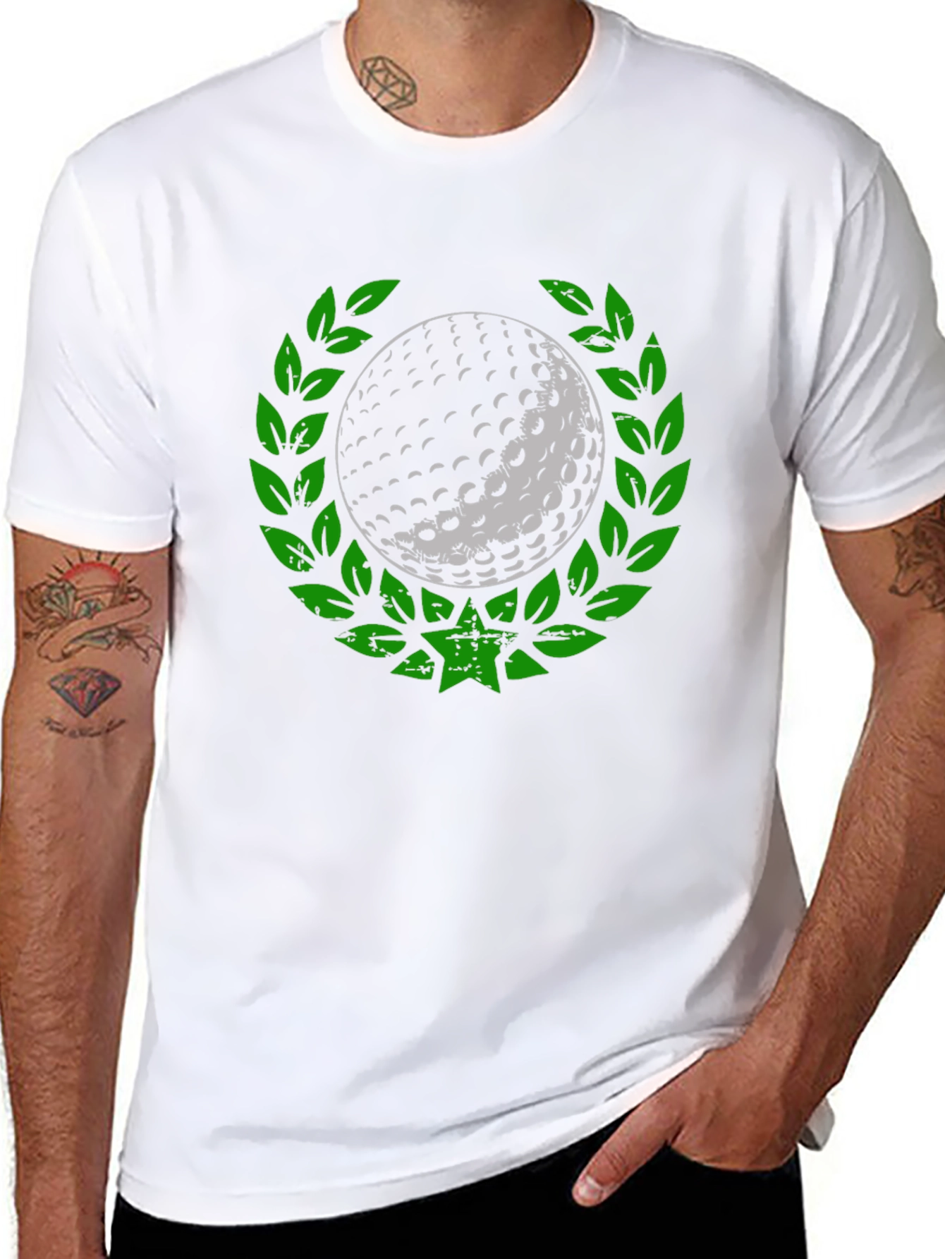 Black Golf Ball Laurel Wreath Graphic T-Shirt view 8