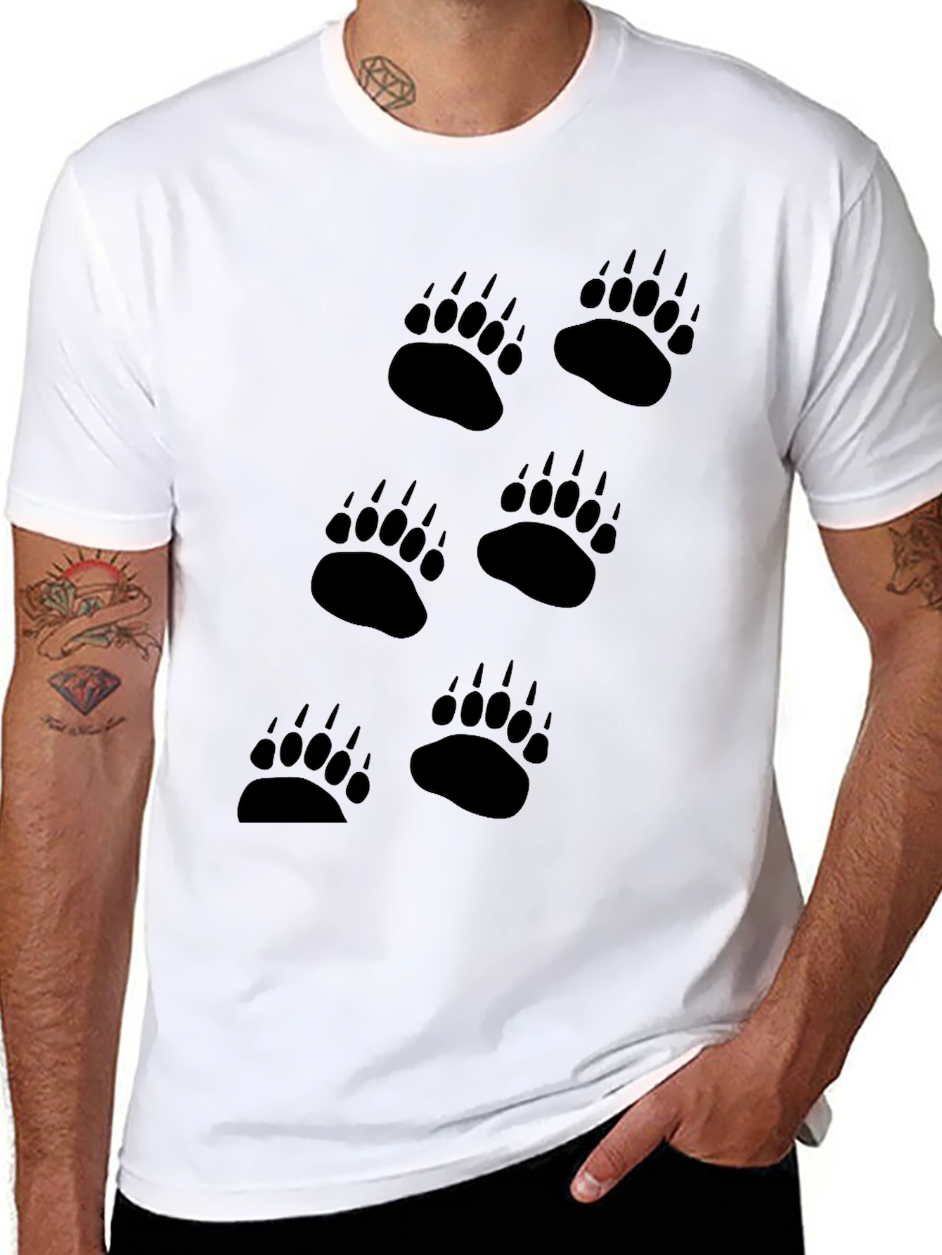 Black Black Bear Paw Print T-Shirt - Men's Graphic Tee view 8
