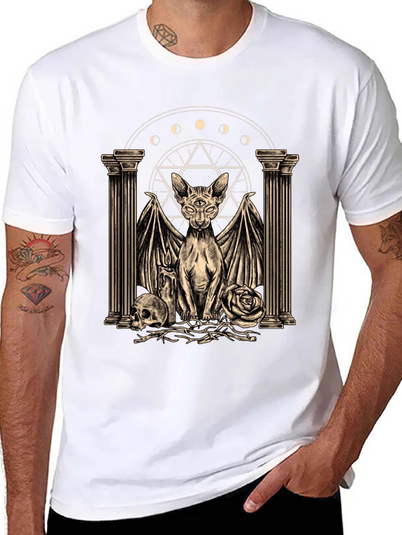 Mystic Cat Graphic Tee - Occult Style Shirt - 8