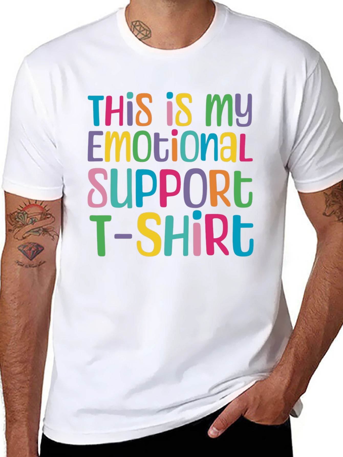 Black Emotional Support T-Shirt - Funny Comfort Tee view 8