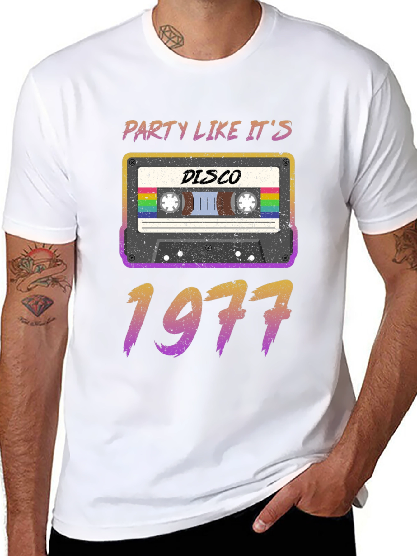 Black Party Like It's 1977 Disco Cassette Tee view 8